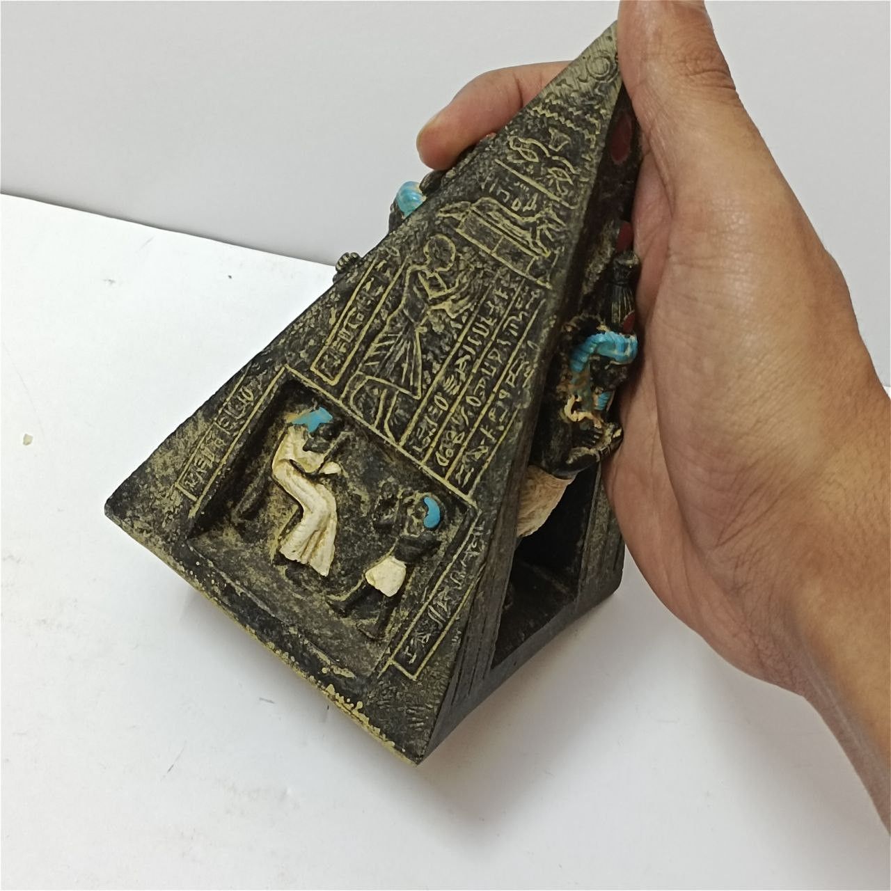 Handmade Osiris & Nefertari Statue Egyptian Pharaonic Pyramid Decor Size ONE SIZE - 7 Thumbnail