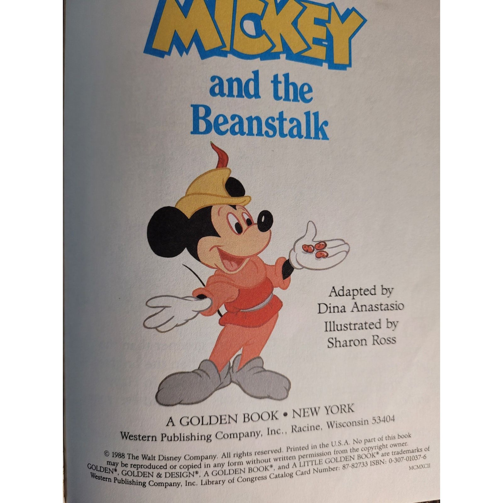 Disney Mickey and the Beanstalk Story Book Vintage 1988 Size ONE SIZE - 3 Thumbnail