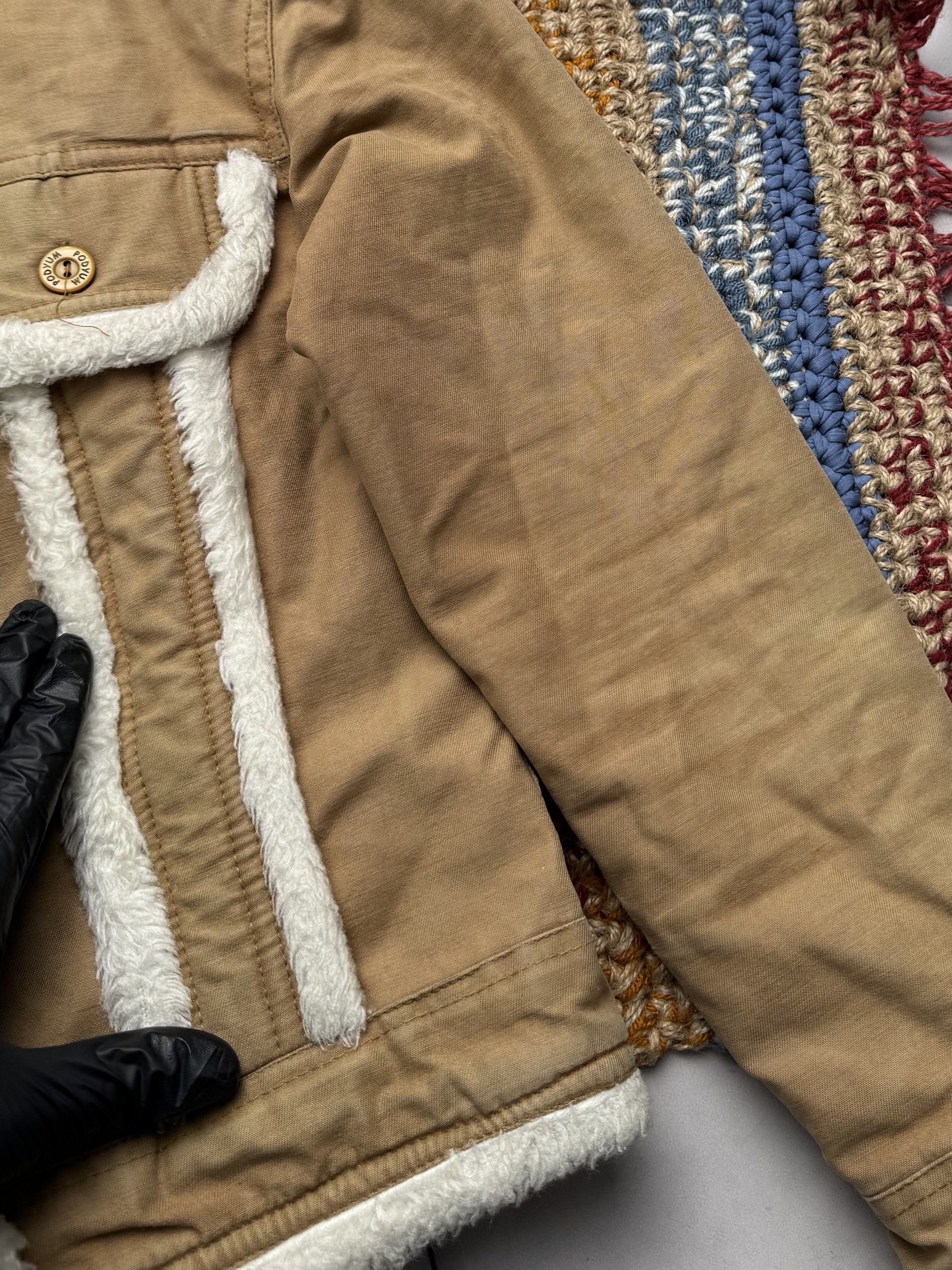 Vintage Vintage Tan Jacket Faux Fur Lined Coat Y2K Button (E4) Size M / US 6-8 / IT 42-44 - 4 Thumbnail