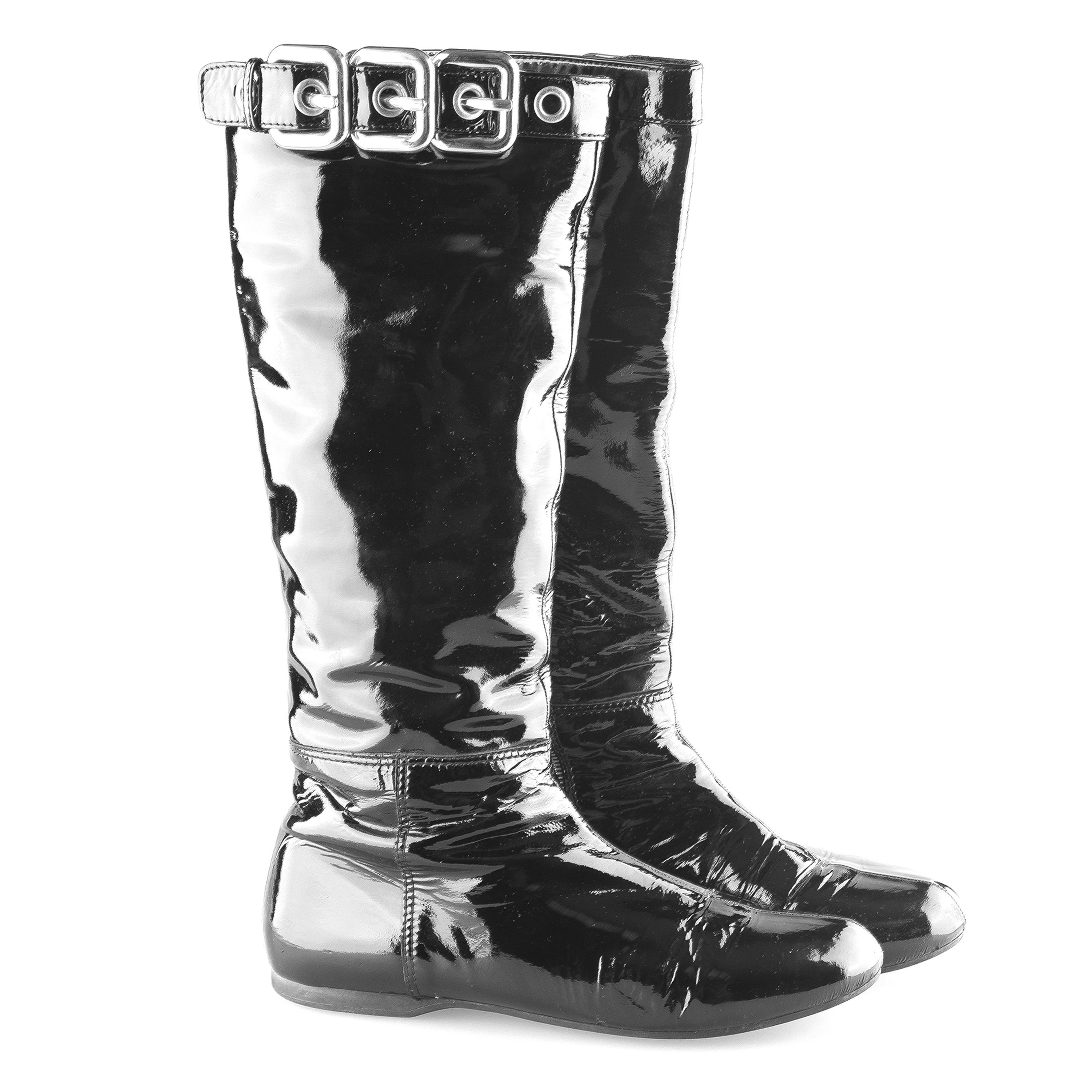 Miu Miu Miu Miu Black Patent Leather Vintage Buckle Boots (37 EU) Size US 6 / IT 36 - 1 Thumbnail