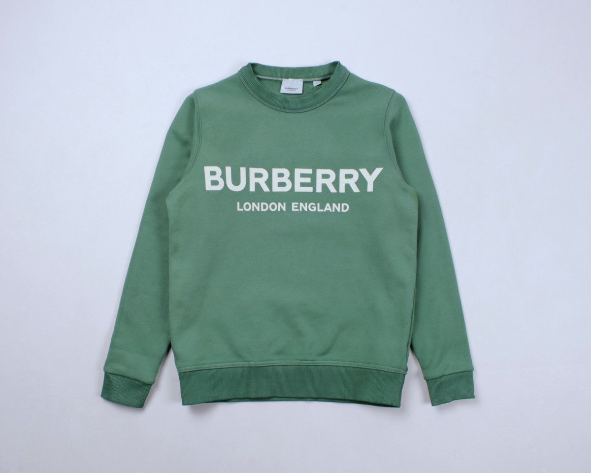 Burberry × Designer BURBERRY London England Big Logo Green Cotton Sweatshirt Size US XS / EU 42 / 0 - 1 Thumbnail