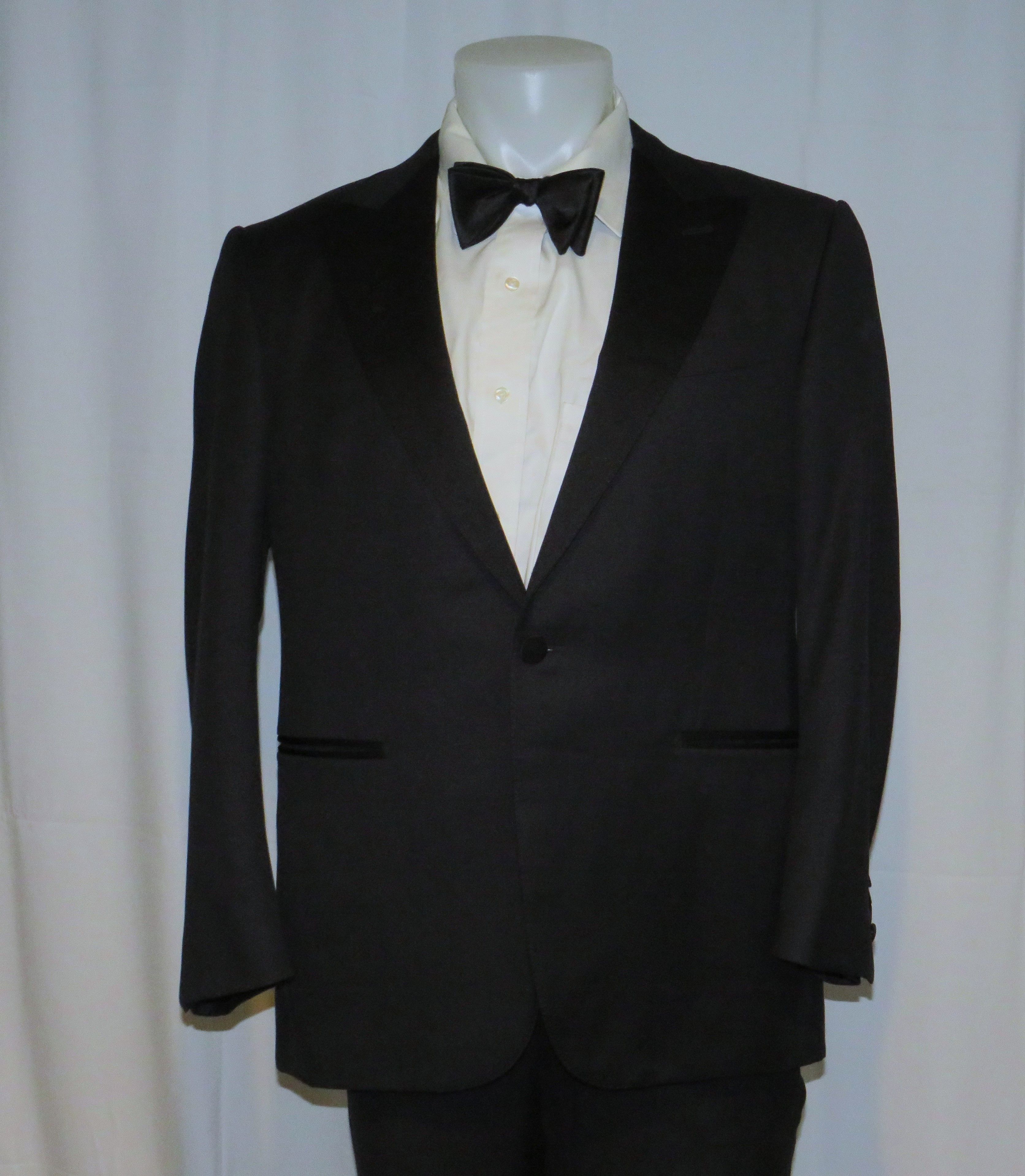 Ermenegildo Zegna Micronsphere Current Solid Black One Button Tuxedo 42S Size 42S - 3 Thumbnail