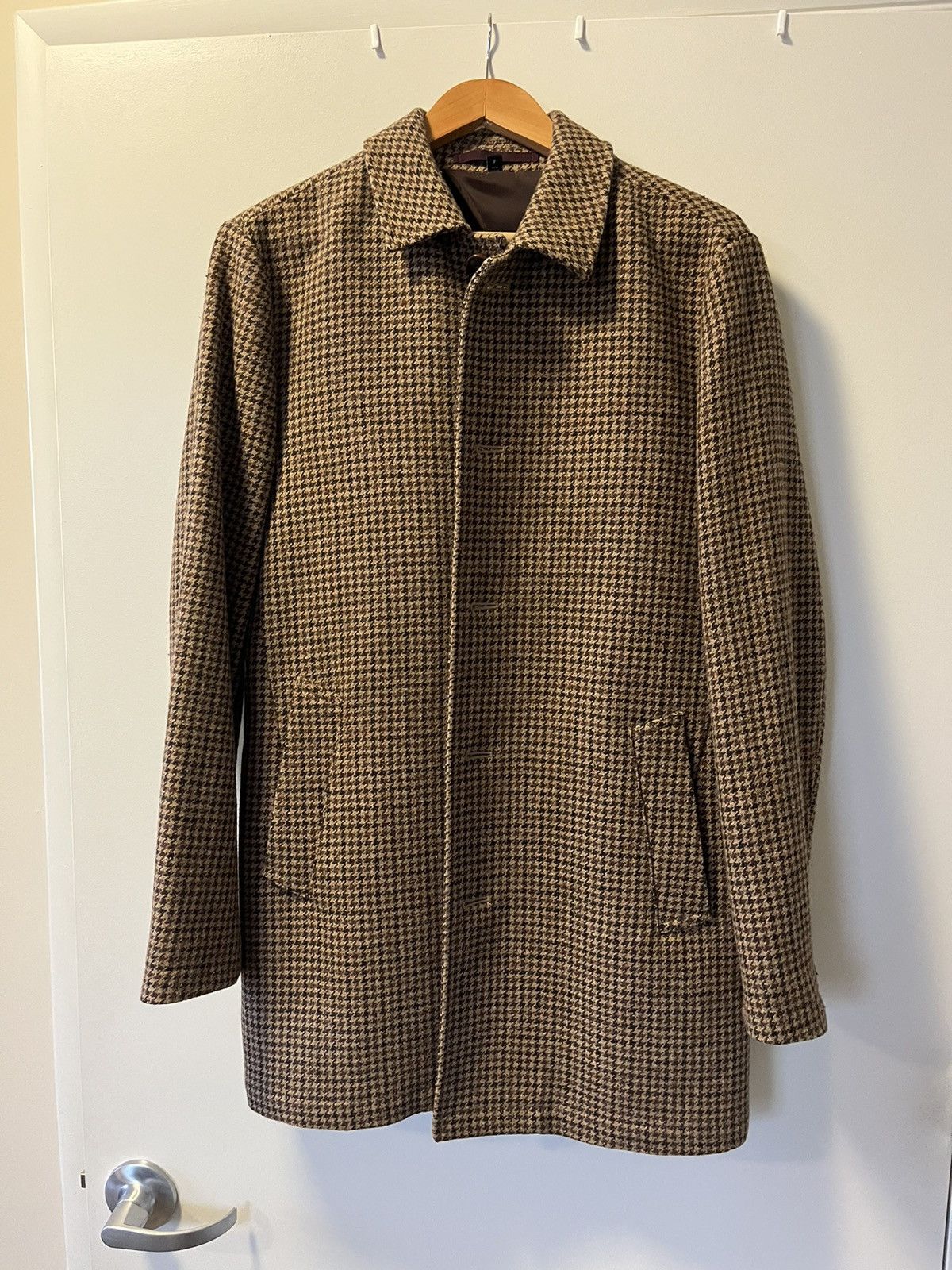 Bonobos Bonobos Car Coat Brown Houndstooth Harris Tweed | Grailed