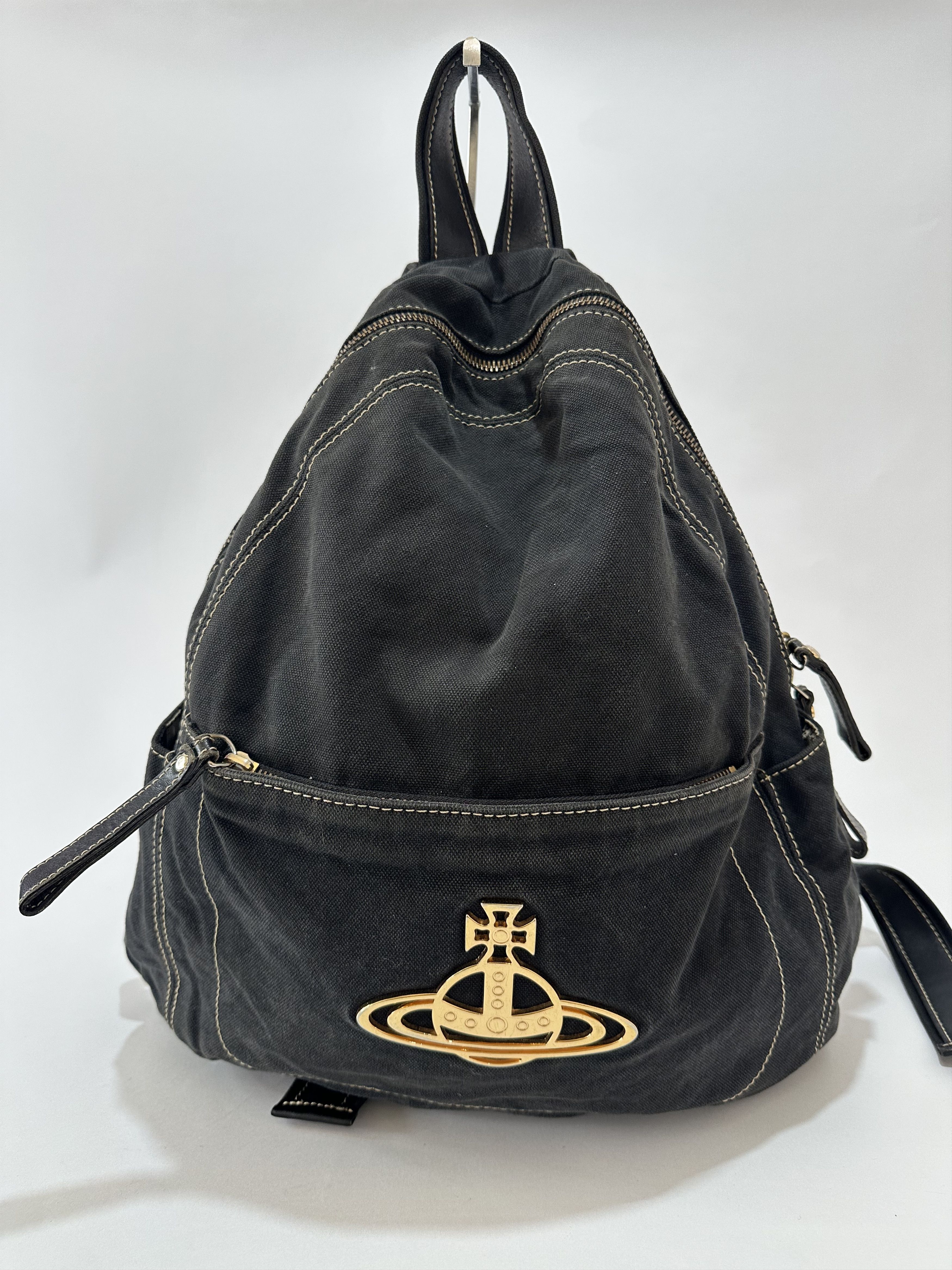 バッグ Vivienne Westwood canvas orb backpack Vivienne Westwood Vivienne Westwood Black Canvas Orb Backpack