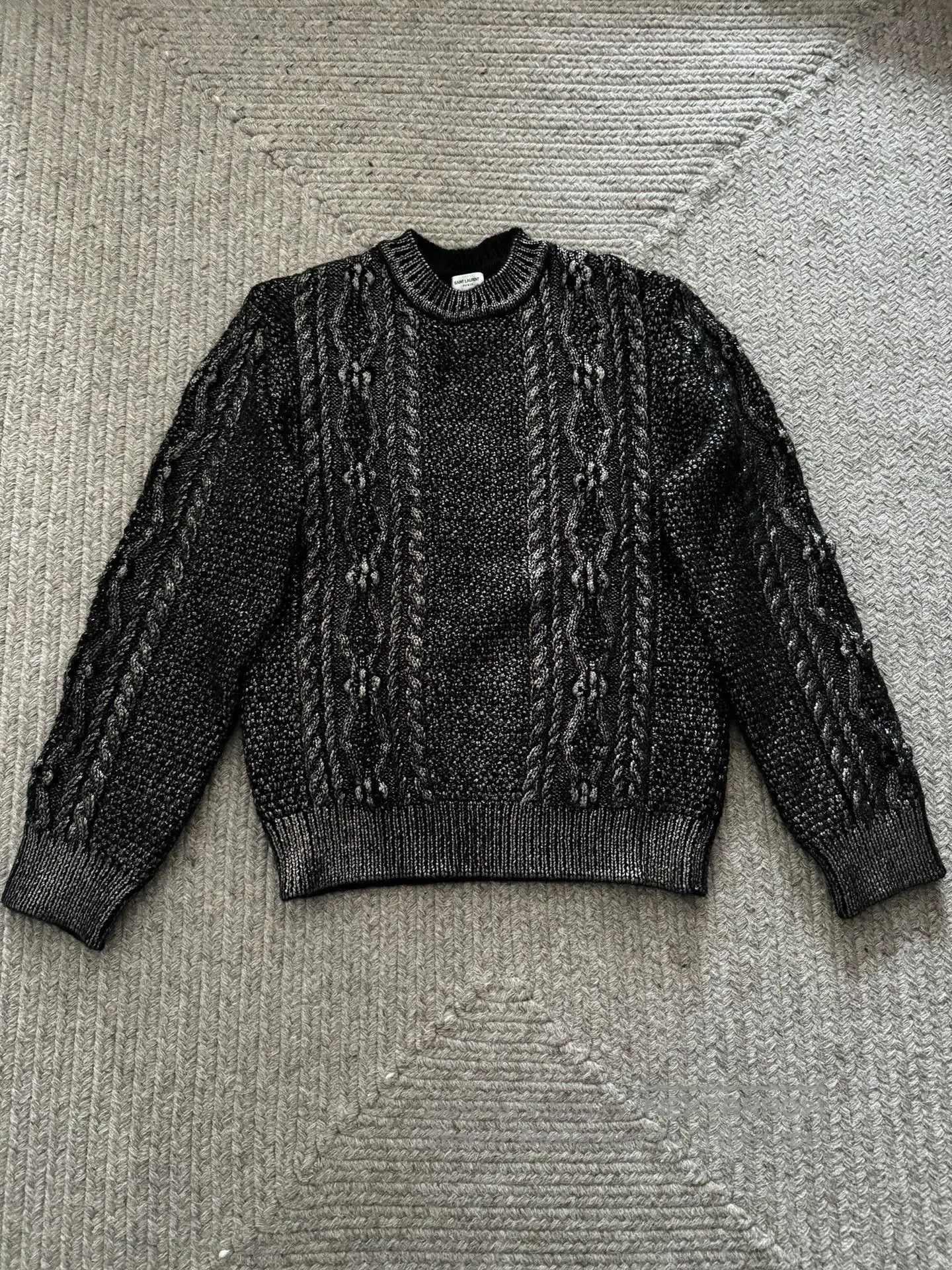 Saint Laurent Paris Saint Laurent Paris Black silver Fried Dough Twists rope sw Size US XL / EU 56 / 4 - 1 Thumbnail