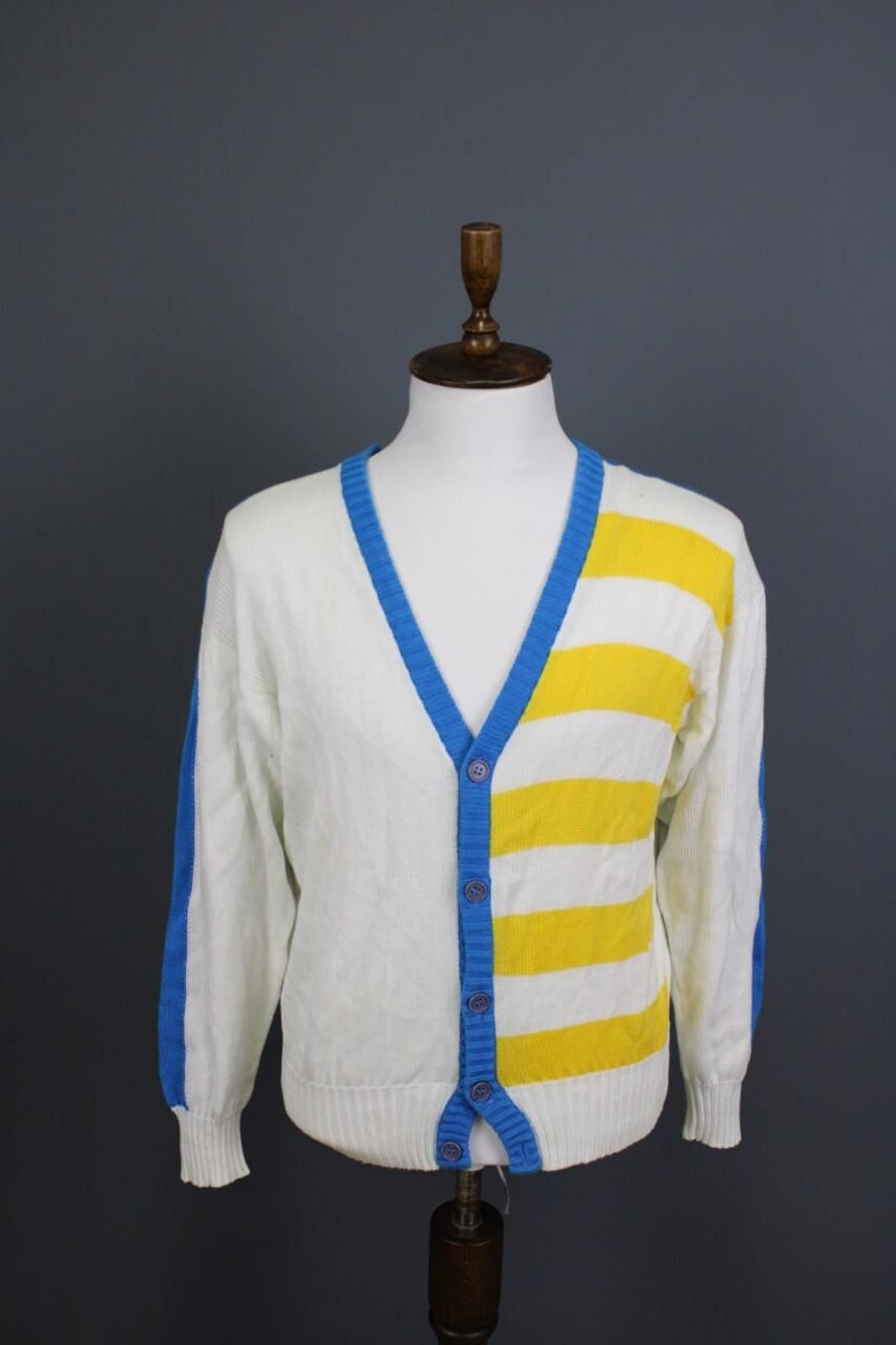 Ermenegildo Zegna Ermenegildo Zegna White Striped Cardigan Sweater Size 50 Size US M / EU 48-50 / 2 - 1 Thumbnail