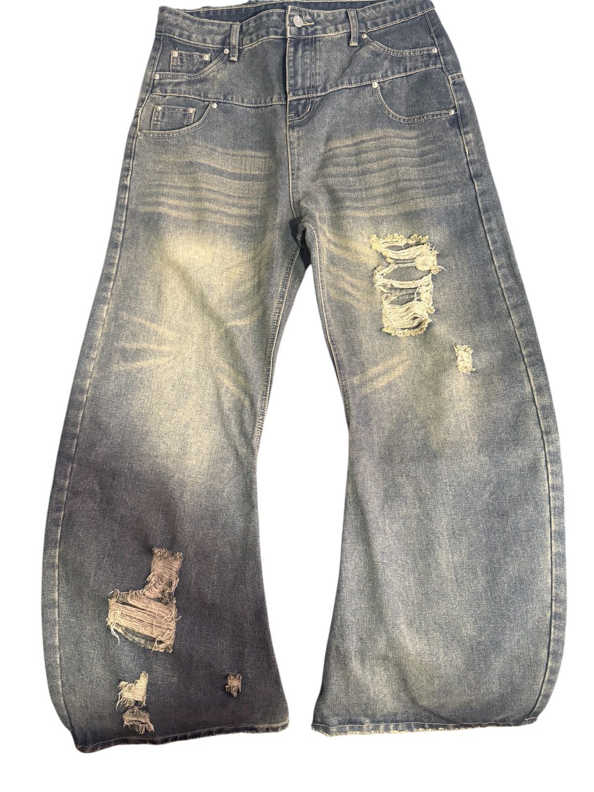 Japanese Brand Double Waisted Baggg Vintage Jeans Size US 34 / EU 50 - 2 Thumbnail