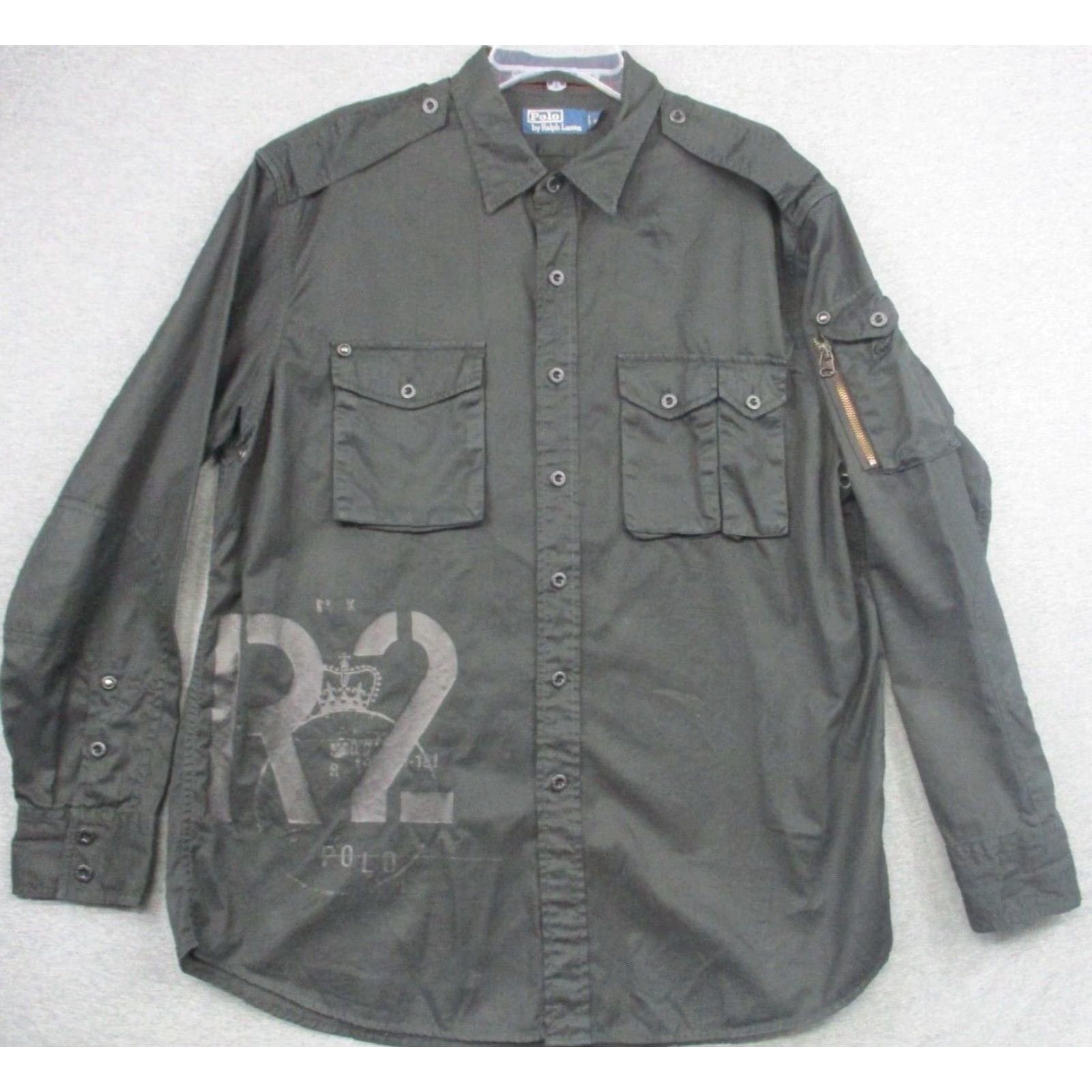 Polo Ralph Lauren Polo Ralph Lauren R2 Military Shirt XL Black Loop Collar Metal Zipper Shirt Mens XL Black Polo Ralph Lauren R2 Military Shirt Metal Zipper Loop Collar Size US XL / EU 56 / 4 - 2 Thumbnail