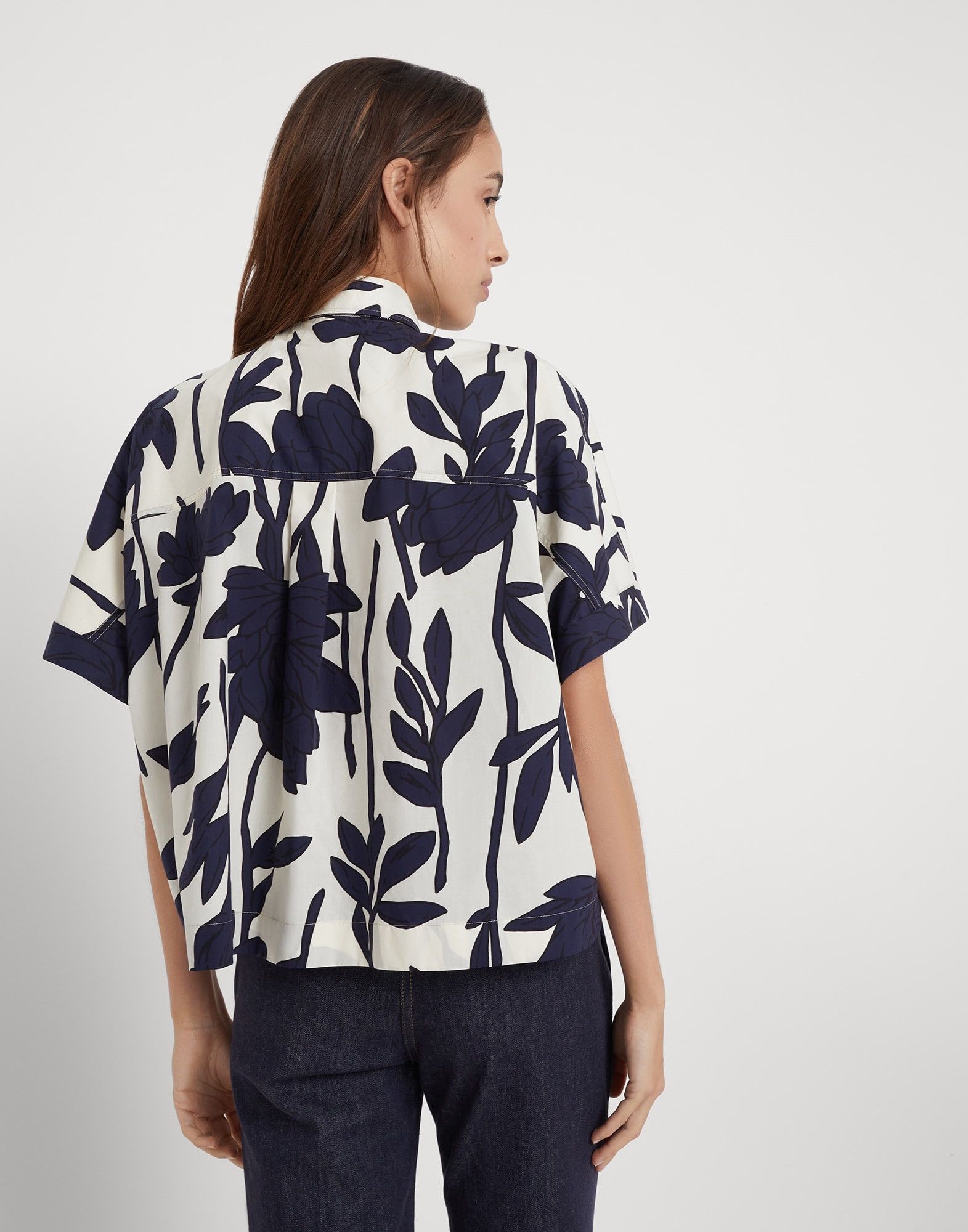 Brunello Cucinelli o1la1rc1a0425 Blouse in Blue/White Size L / US 10 / IT 46 - 2 Thumbnail