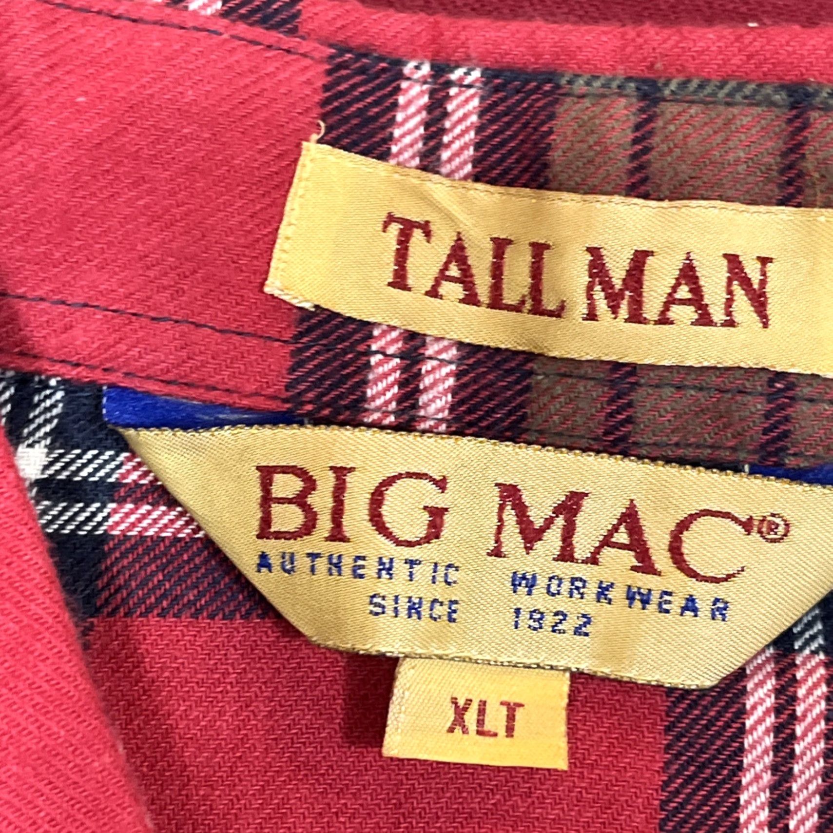 Vintage VINTAGE Tall Man BIG MAC XLT SHIRT Flannel Red Green Plaid Pearl Snaps Flap Pockets Button-Up Size US XL / EU 56 / 4 - 5 Thumbnail