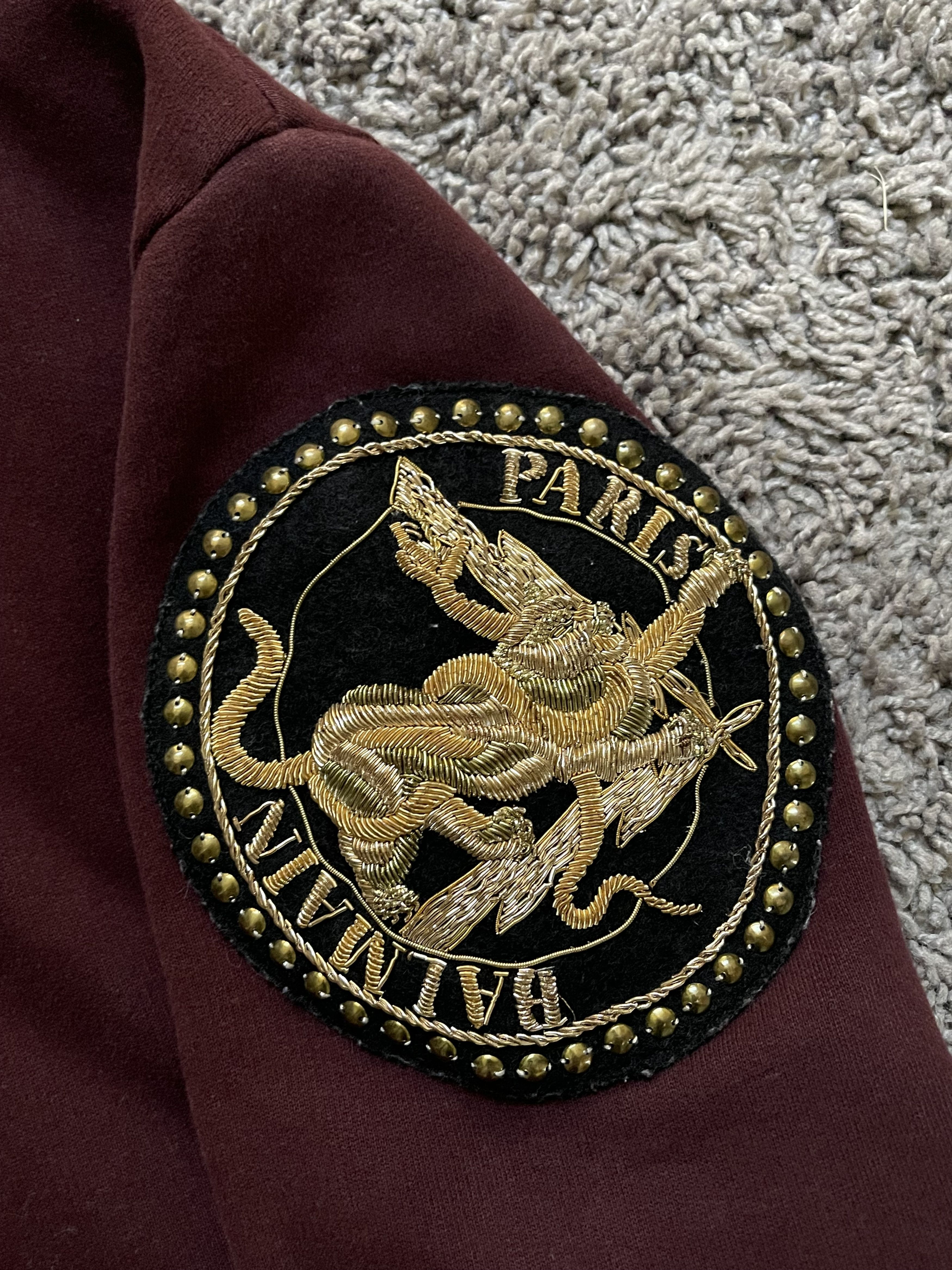 Balmain Balmain Maroon Royal Crest Side Zip Hoodie Size US S / EU 44-46 / 1 - 2 Thumbnail