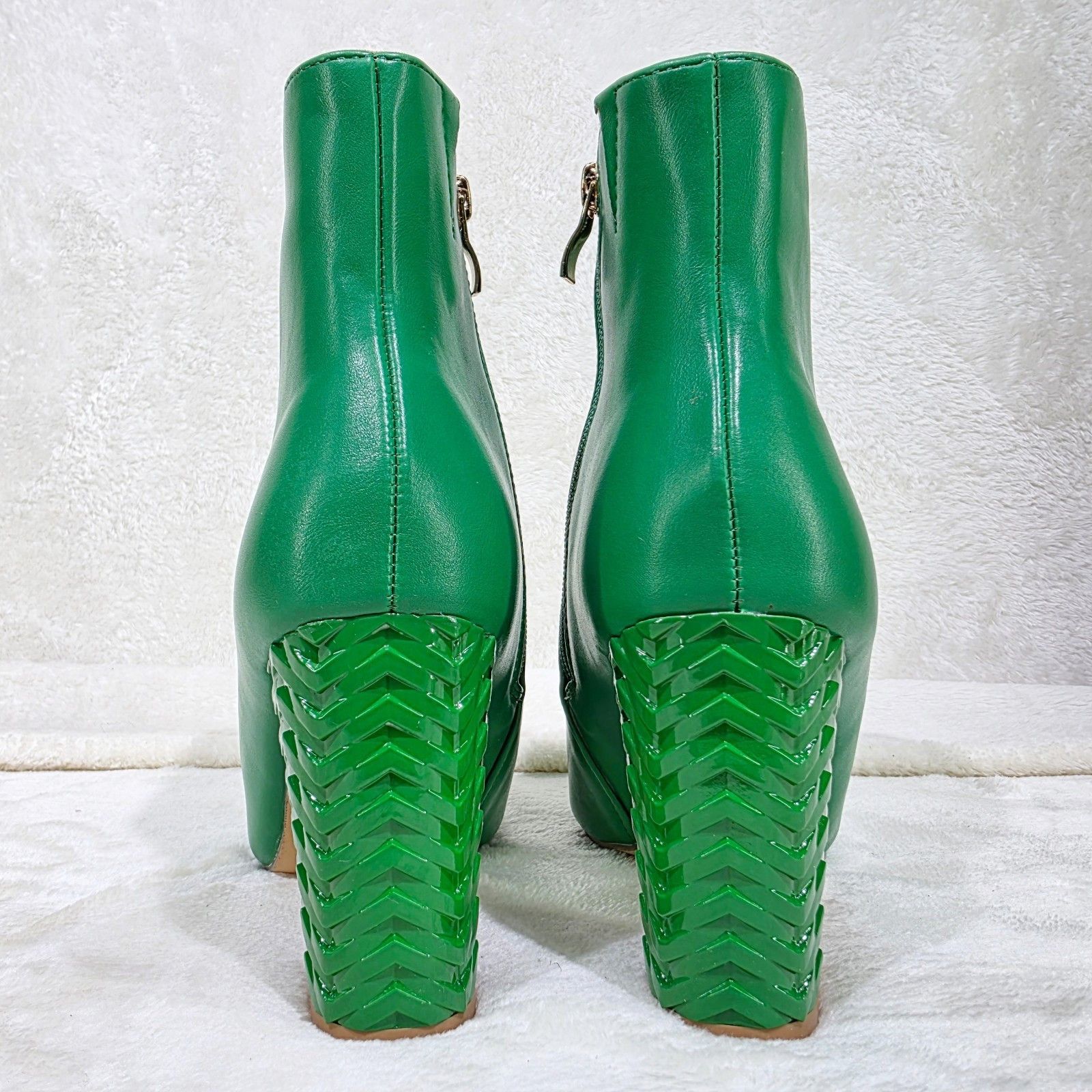 Other Florida Green Textured Block Heel Side Zip Ankle Boots (US Size US 10 / IT 40 - 3 Thumbnail