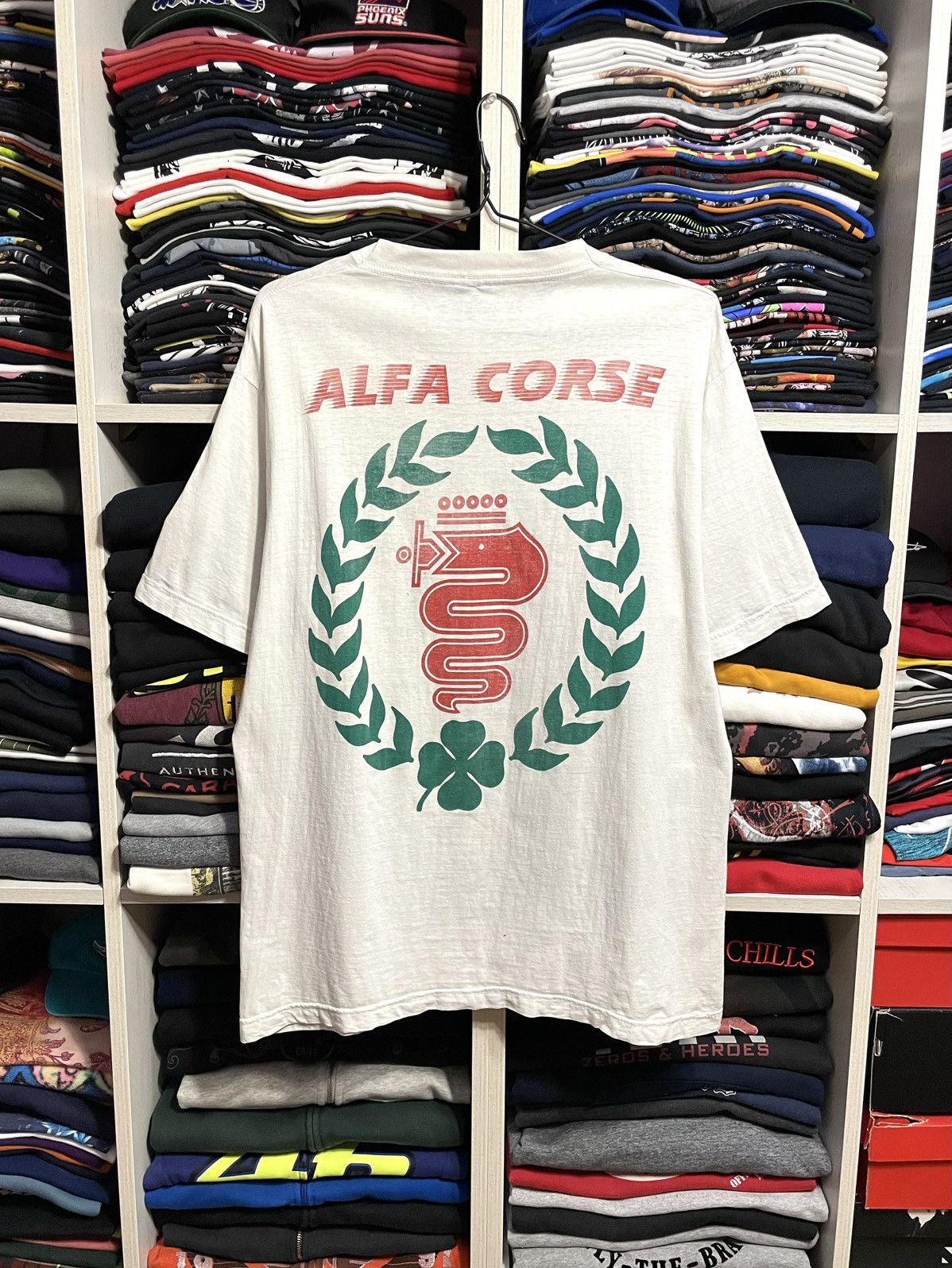 Vintage Vintage 90s Alfa Romeo Corse Over Print Racing T-Shirt Size US L / EU 52-54 / 3 - 2 Thumbnail