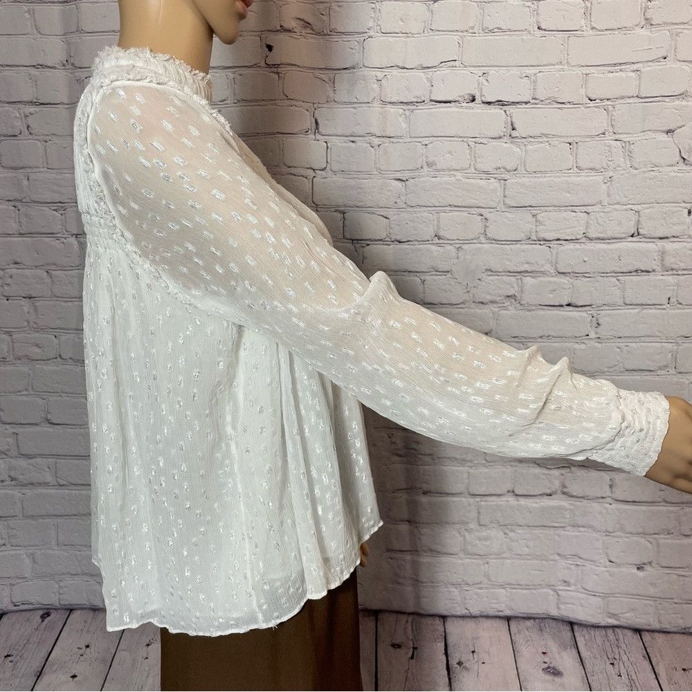 Frame Frame Smocked Metallic Woven Blouse Size S Size S / US 4 / IT 40 - 4 Thumbnail