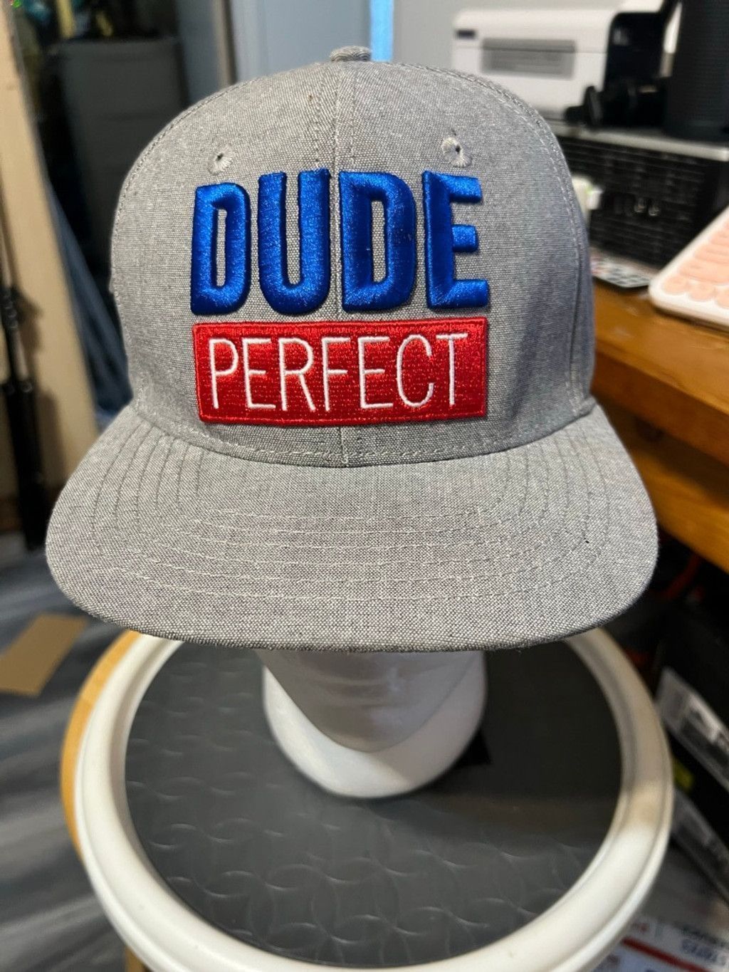 Other Men's Dude Perfect Gray Blue Snapback Hat One Size Size ONE SIZE - 1 Thumbnail