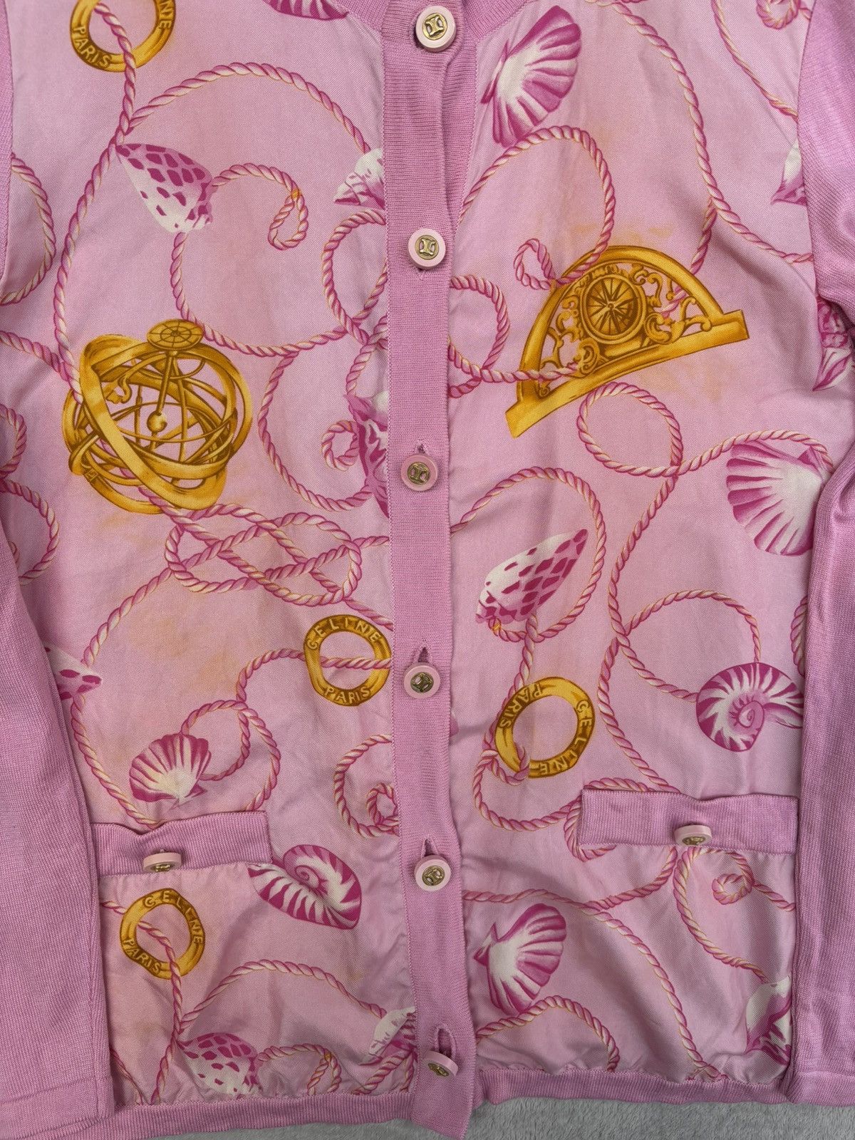 Celine 1990s Celine Nautilus and Rope Print Cardigan Size S / US 4 / IT 40 - 7 Thumbnail