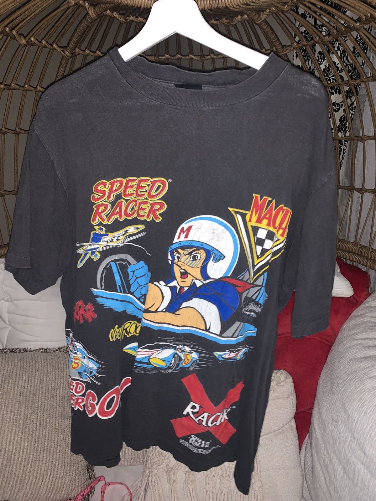 image of Vintage 1993 Aop Speed Racer Shirt in Black, Men's (Size XL)