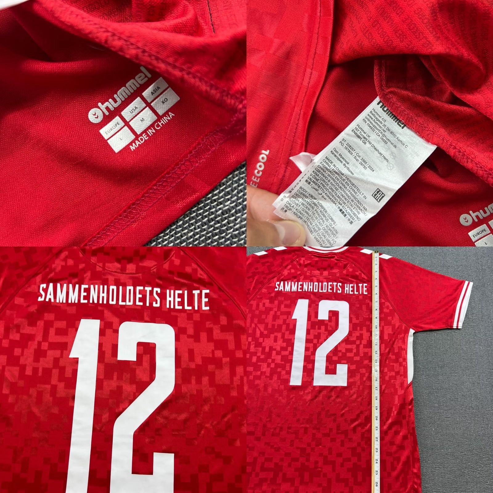 Hummel Hummel Denmark 2024-2025 Home Football Jersey Mens L Red Sport Shirt Sammenholdets Jersey Adult Large Mens Size US L / EU 52-54 / 3 - 8 Thumbnail