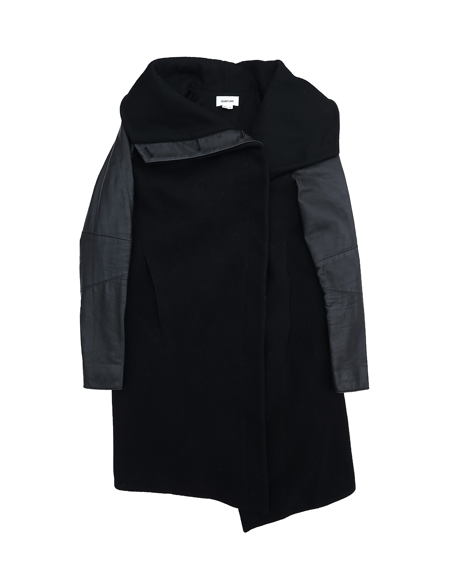 Helmut Lang Helmut Lang Leather Sleeve Wool Coat Size S / US 4 / IT 40 - 1 Thumbnail