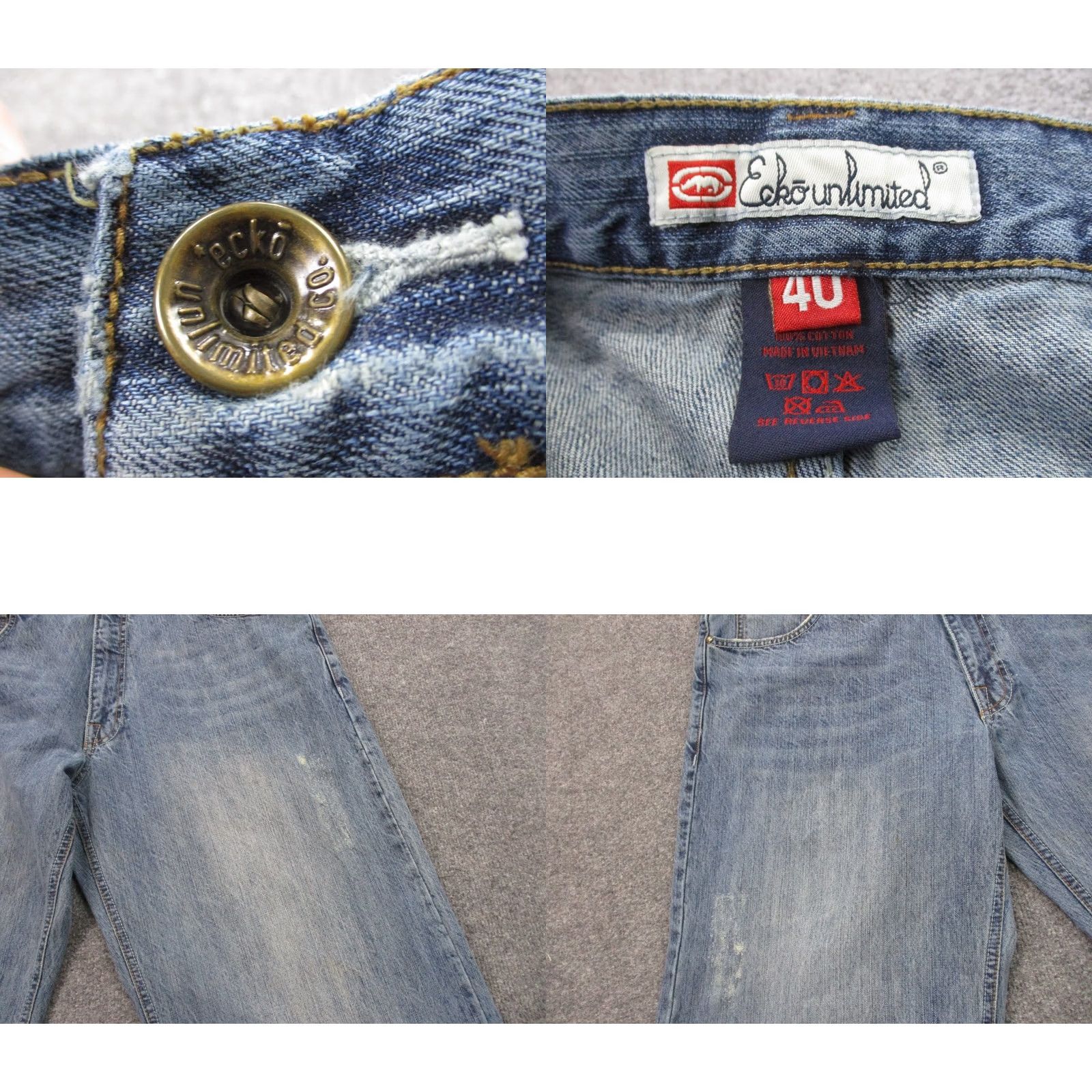 Ecko Unltd. Ecko Unltd Jeans Men 40 Blue Denim Wide Leg Y2K Grunge Baggy Logo Skater Vintage Jeans Size US 41 - 8 Thumbnail