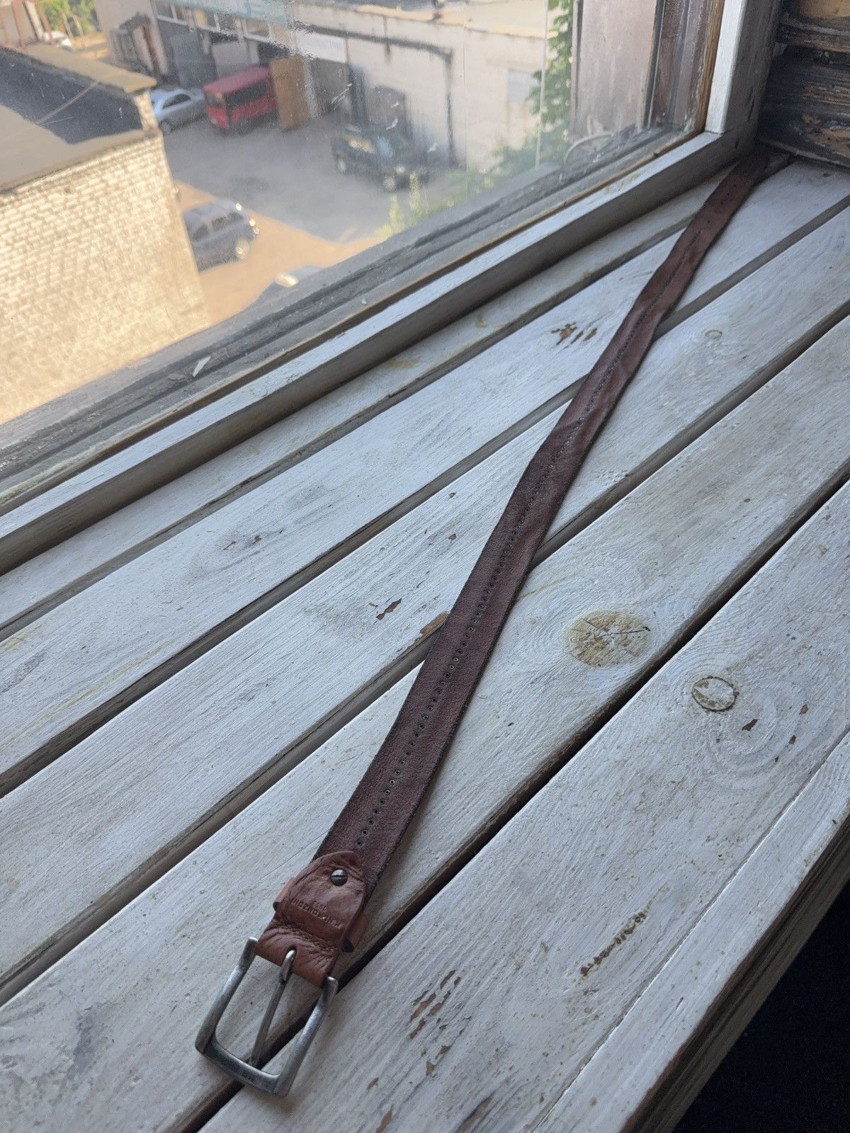 Leather Miron Ronzoni Italy Brown Leather Belt Studded Vintage Size ONE SIZE - 7 Thumbnail