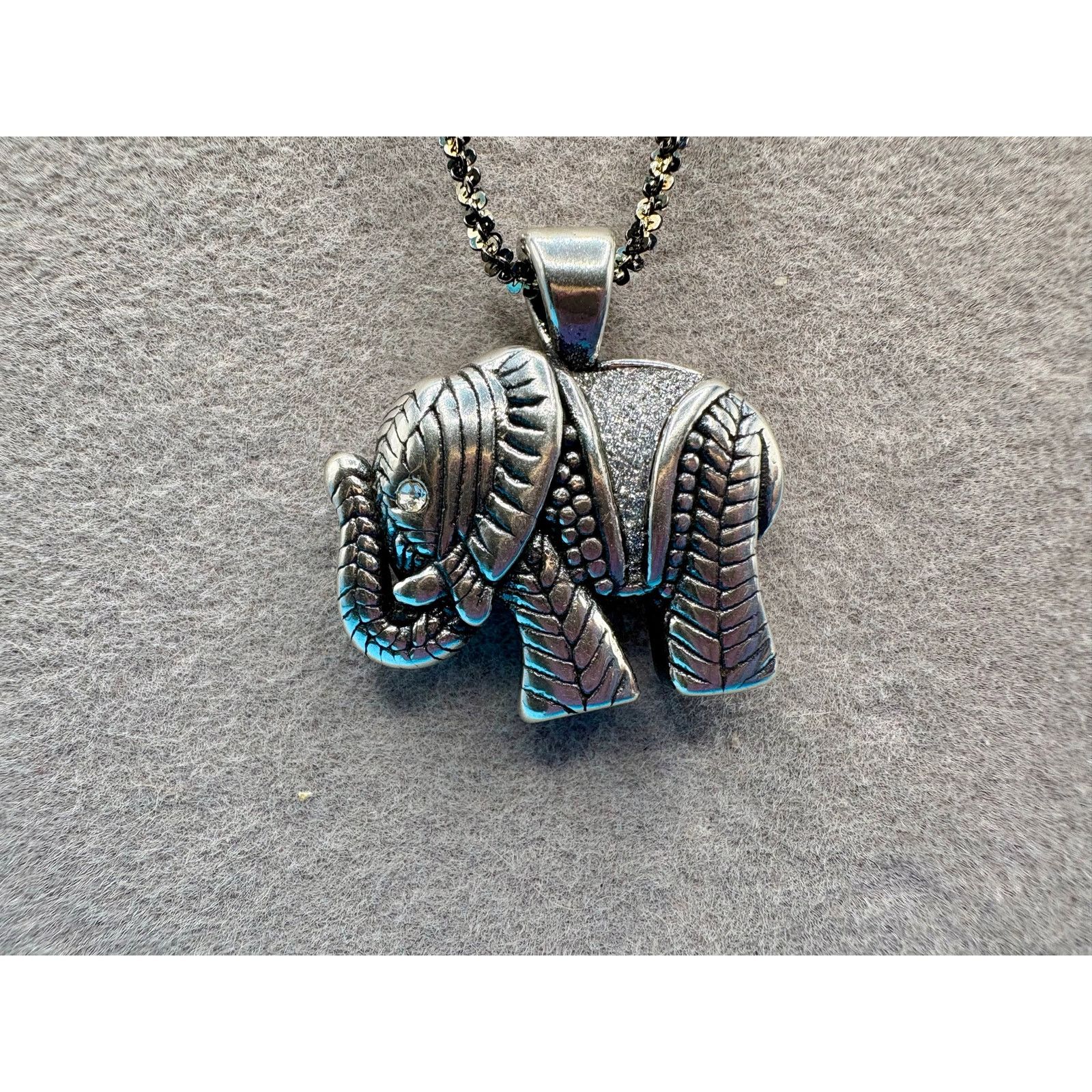 Jewelry New Sterling Silver Black Elephant Pendant & 20" Chain Size ONE SIZE - 7 Thumbnail