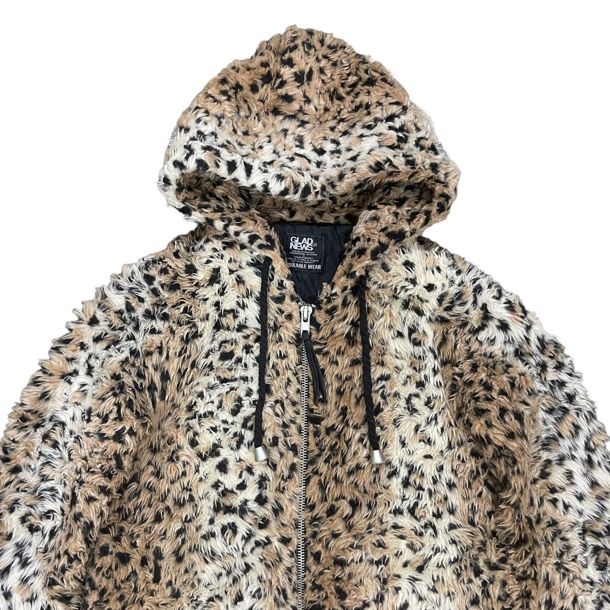 Vintage Designer Leopard Print Faux Fur Shearling Hoodie Jacket Size M / US 6-8 / IT 42-44 - 2 Thumbnail