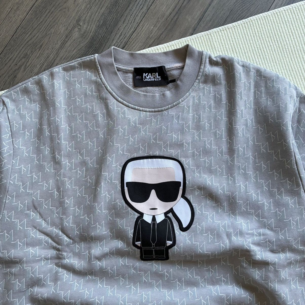 Karl Lagerfeld Karl Lagerfeld Ikonik Monogram Slate Gray Sweatshirt Size US L / EU 52-54 / 3 - 2 Thumbnail