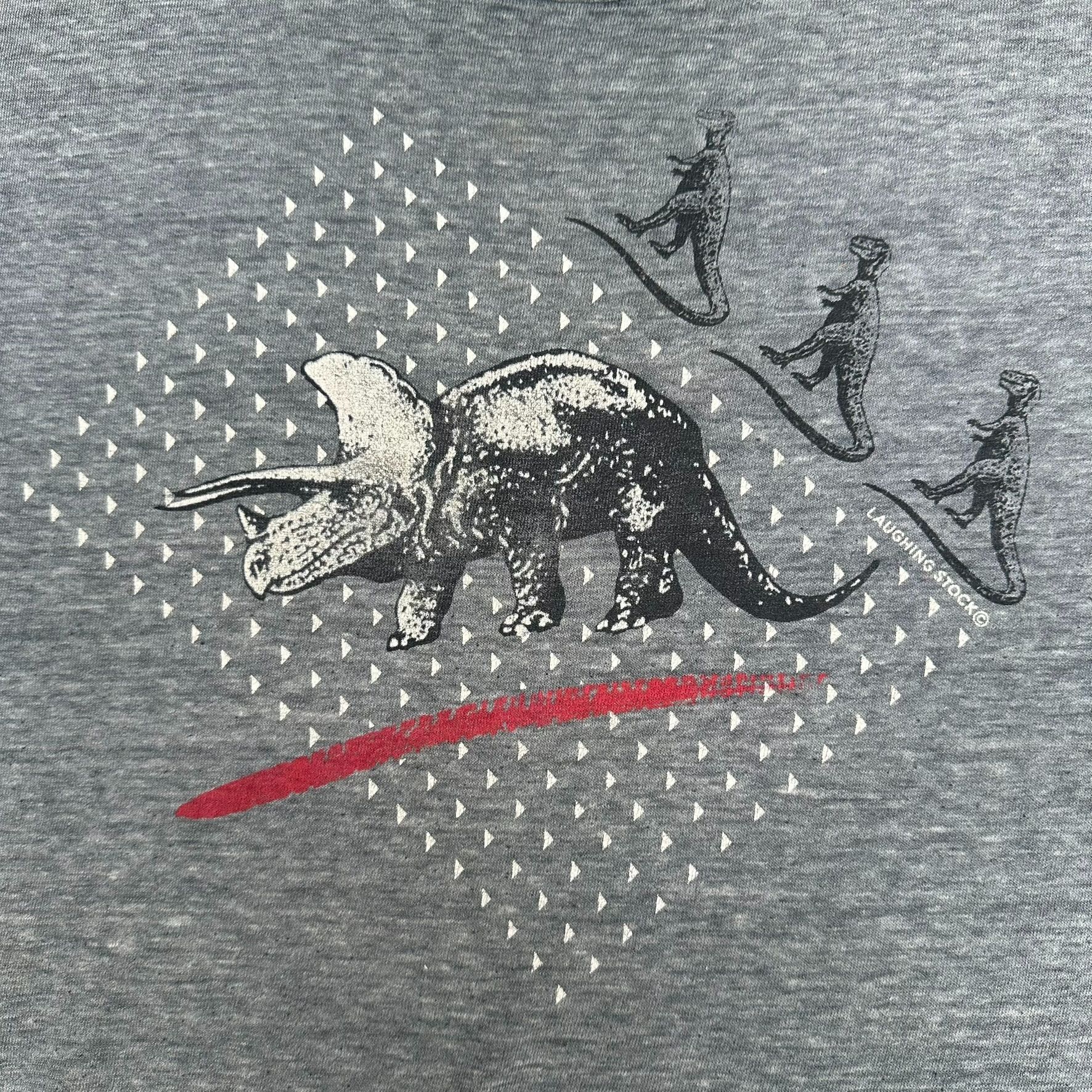Hanes Vintage 80s Triceratops Dinosaurs T-Shirt Paper Thin Gray Si Size US L / EU 52-54 / 3 - 2 Thumbnail