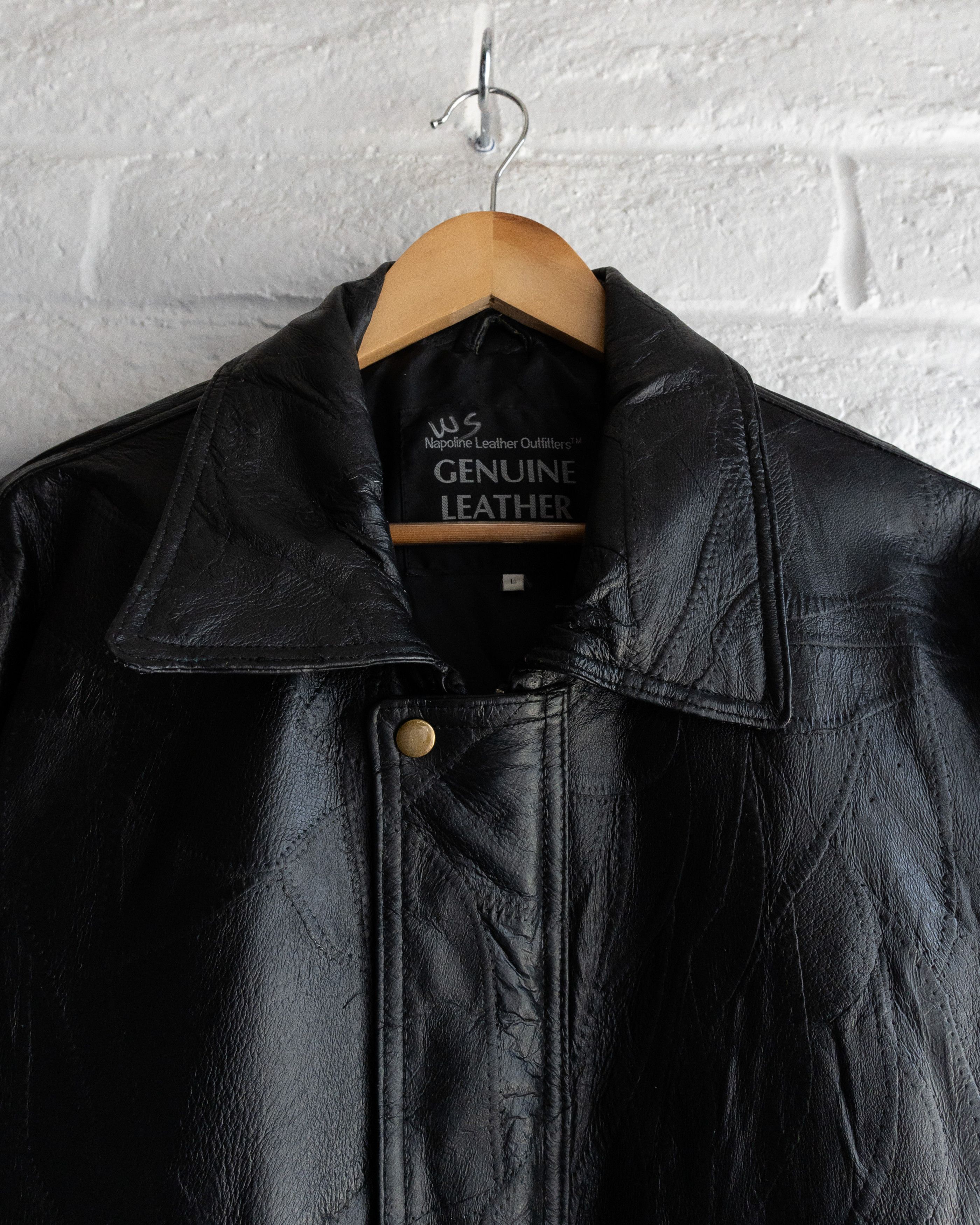 Vintage Vintage 90s Leather Patchwork Bomber Jacket Punk ERD Style Size US L / EU 52-54 / 3 - 3 Thumbnail