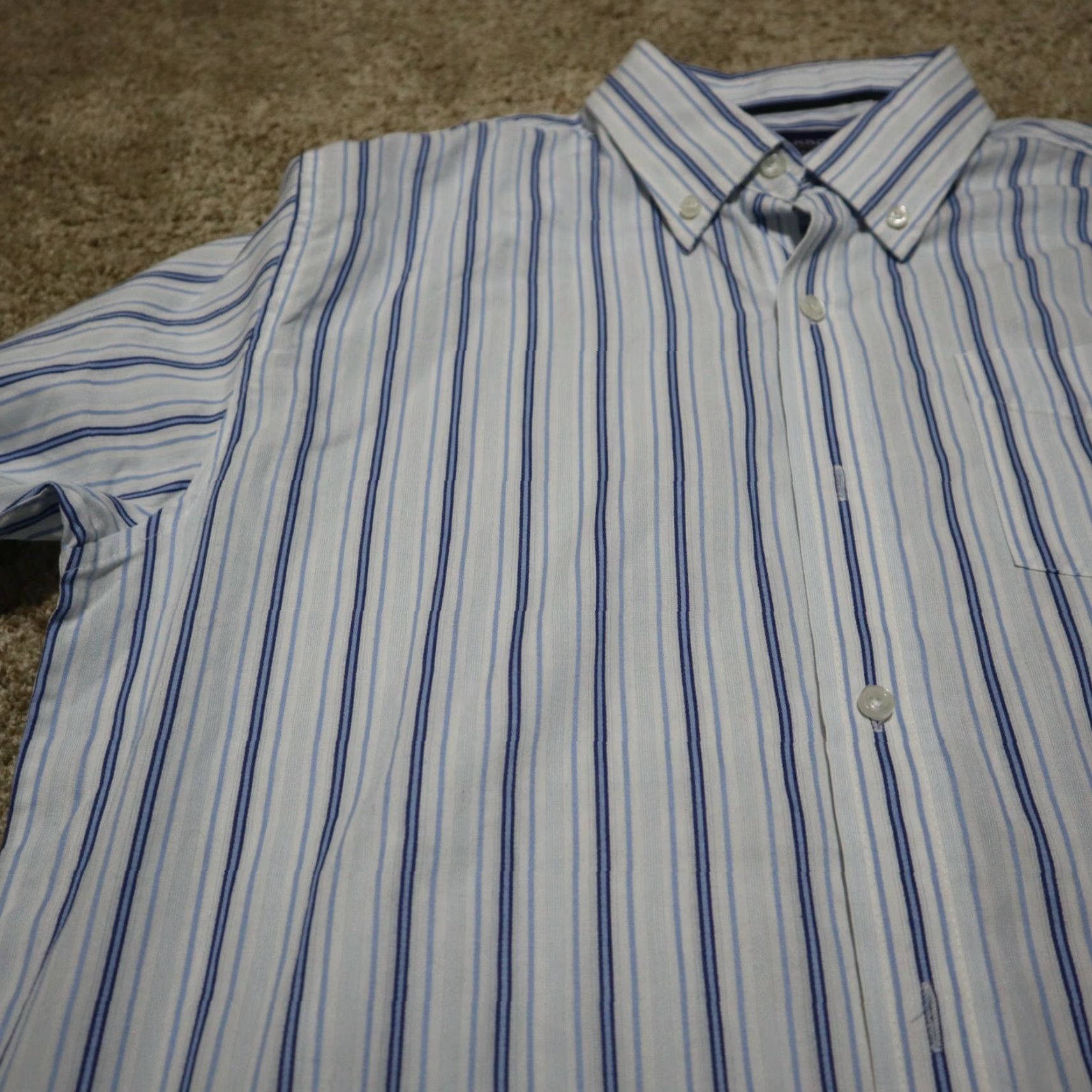 Arrow Arrow Shirt Dress Shirt Button-Down Collar XL 18 Blue Striped Men Size US XL / EU 56 / 4 - 2 Thumbnail