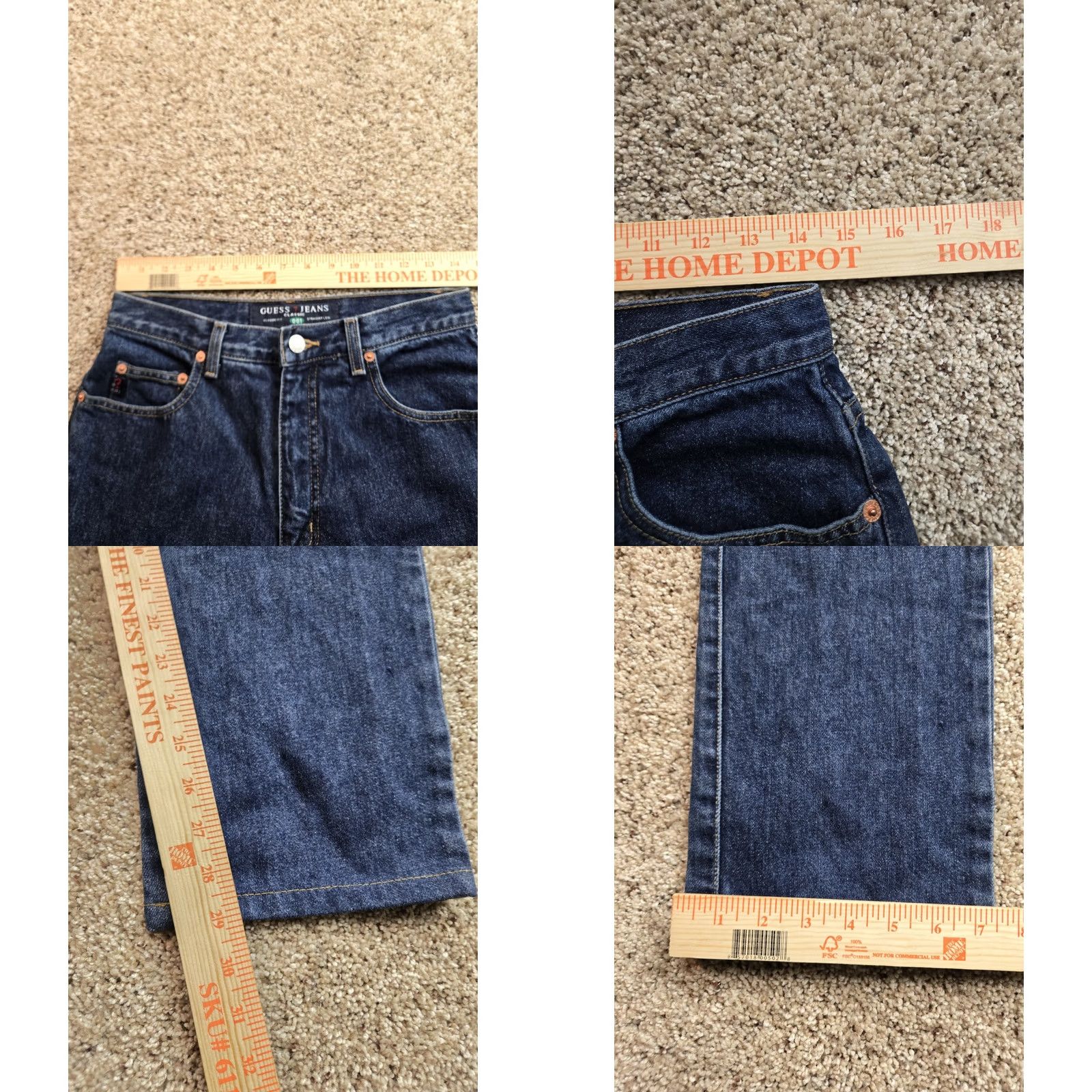 Guess VINTAGE GUESS Jeans Men 28X29 Blue 001 Classic Fit Straight Leg Denim Y2K 90s Mens Size US 28 / EU 44 - 8 Thumbnail
