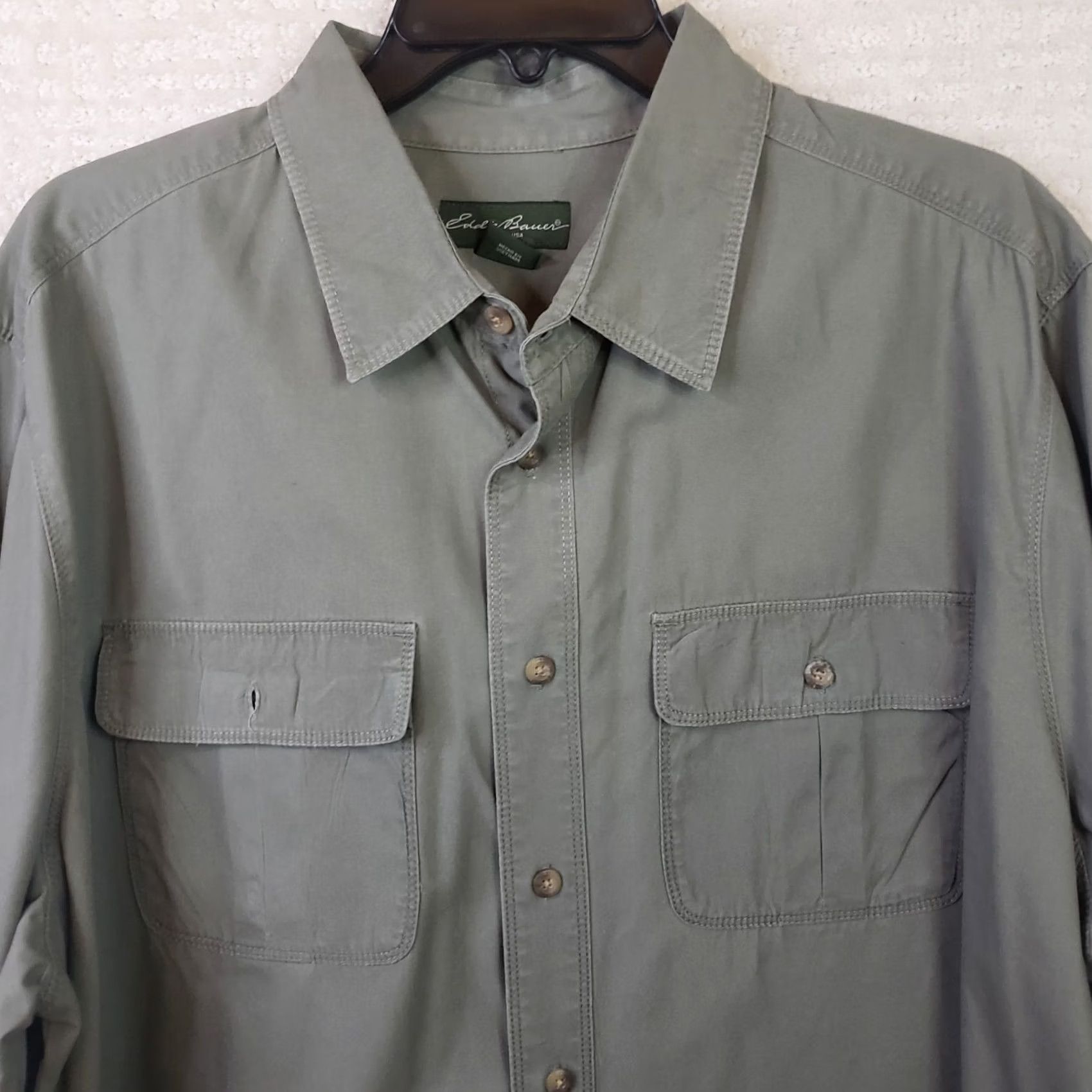 Eddie Bauer Mens EDDIE BAUER Olive Green Long Sleeve Shirt Size XXL Cotton Outdoor Workwear Size US XXL / EU 58 / 5 - 3 Thumbnail