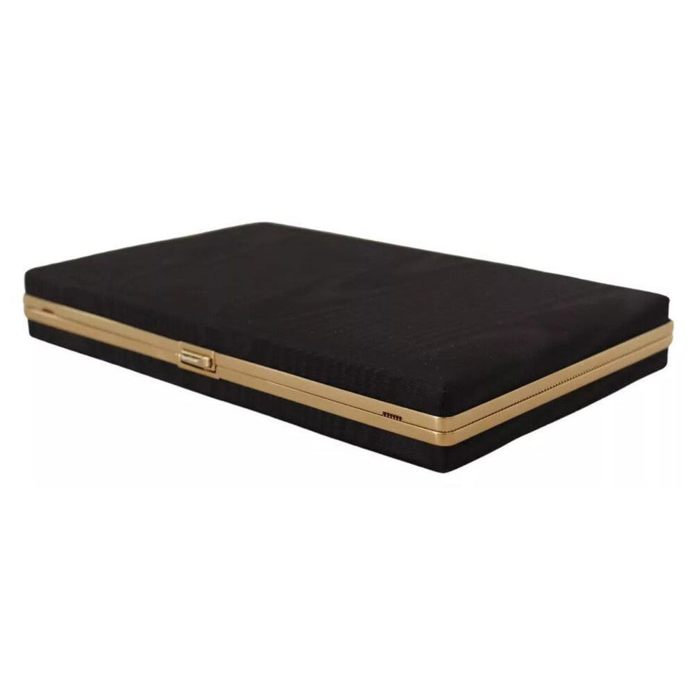 Dolce & Gabbana Dolce & Gabbana Black Silk Gold Frame Clutch Evening Party P Size ONE SIZE - 4 Thumbnail