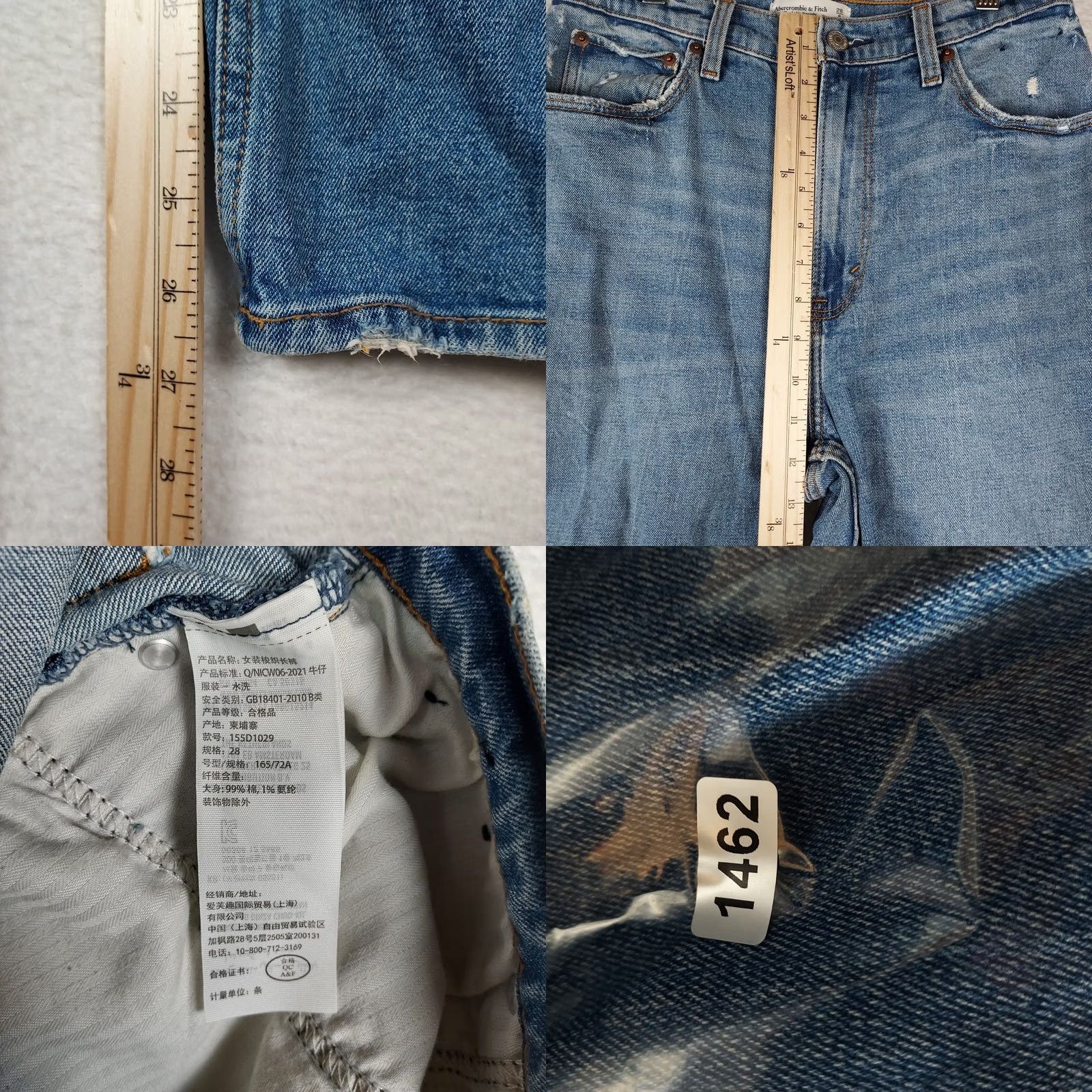 Abercrombie & Fitch Abercrombie & Fitch Curve Love Ultra High Rise Ankle Straight Jeans 28 Blue Denim 5-Pocket Women's Regular High Rise Zip Button Size 28" / US 6 / IT 42 - 8 Thumbnail
