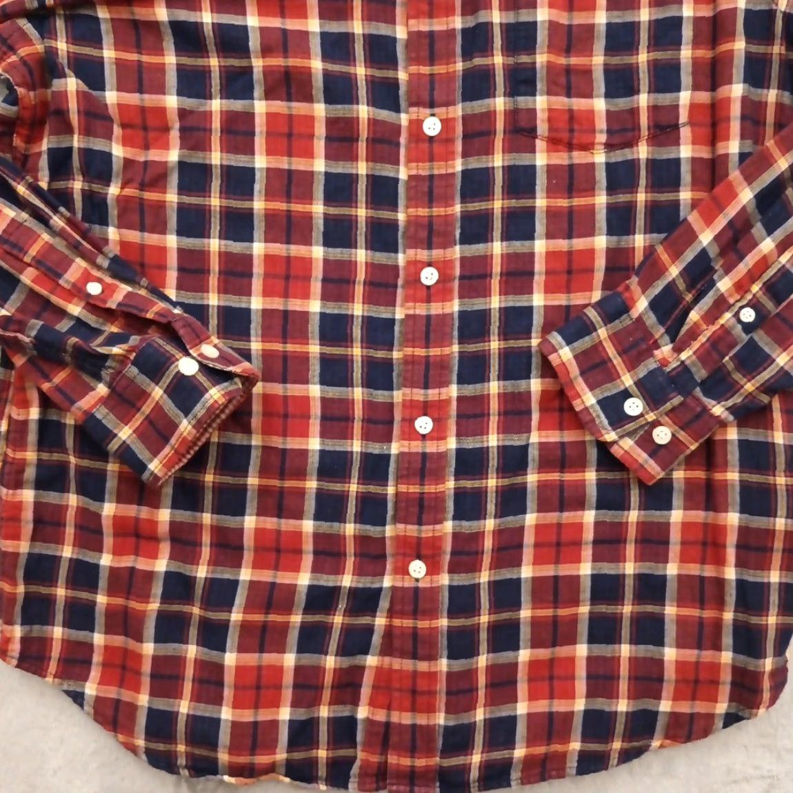 Banana Republic Banana Republic Shirt Mens Large Orange Plaid Long Sleeve Button-Up Lined Cotton Natl? Size US L / EU 52-54 / 3 - 3 Thumbnail