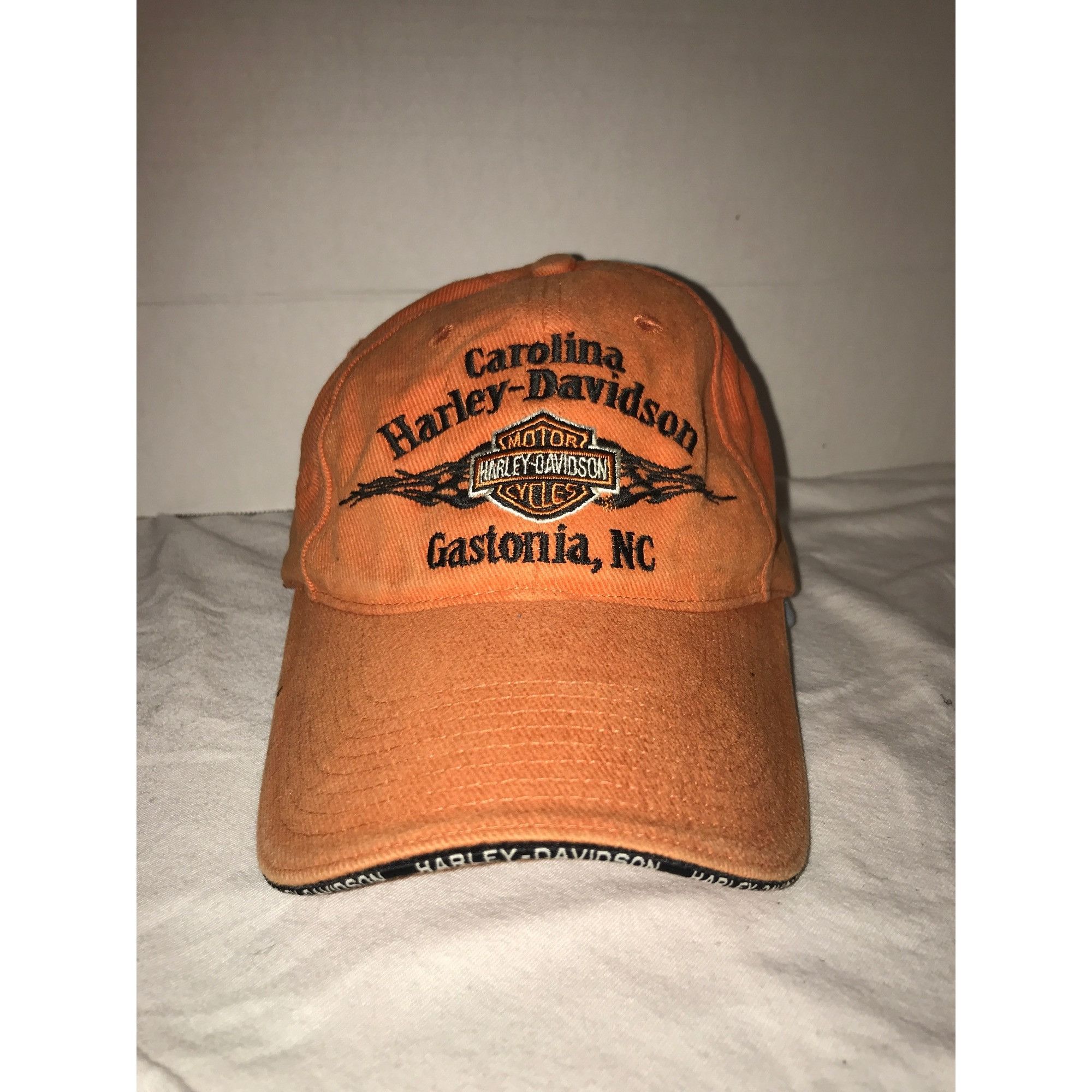 Vintage Harley-Davidson Orange Baseball Cap XL Carolina Gastonia NC Size ONE SIZE - 1 Thumbnail
