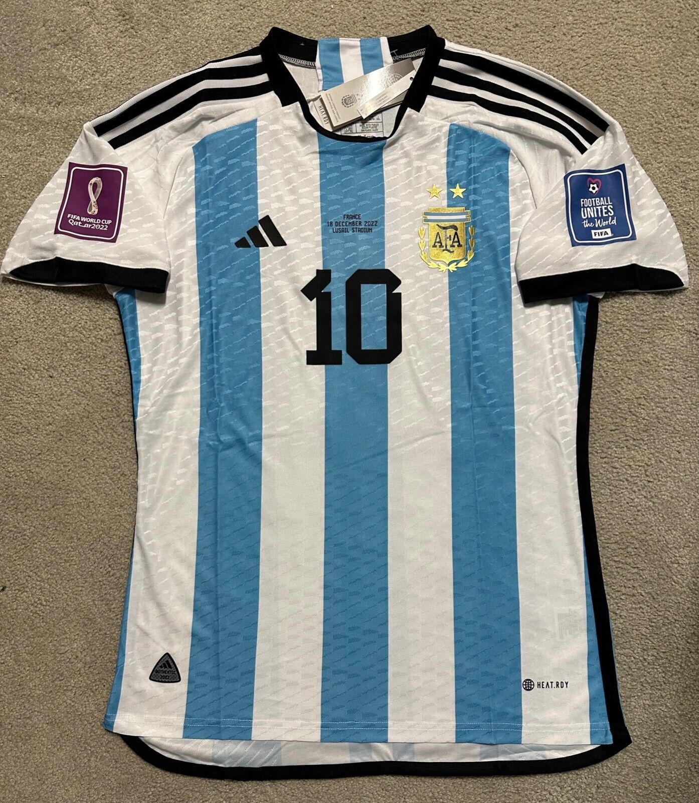 Vintage Adidas World Cup 2022 FINAL Argentina home jersey Messi - M