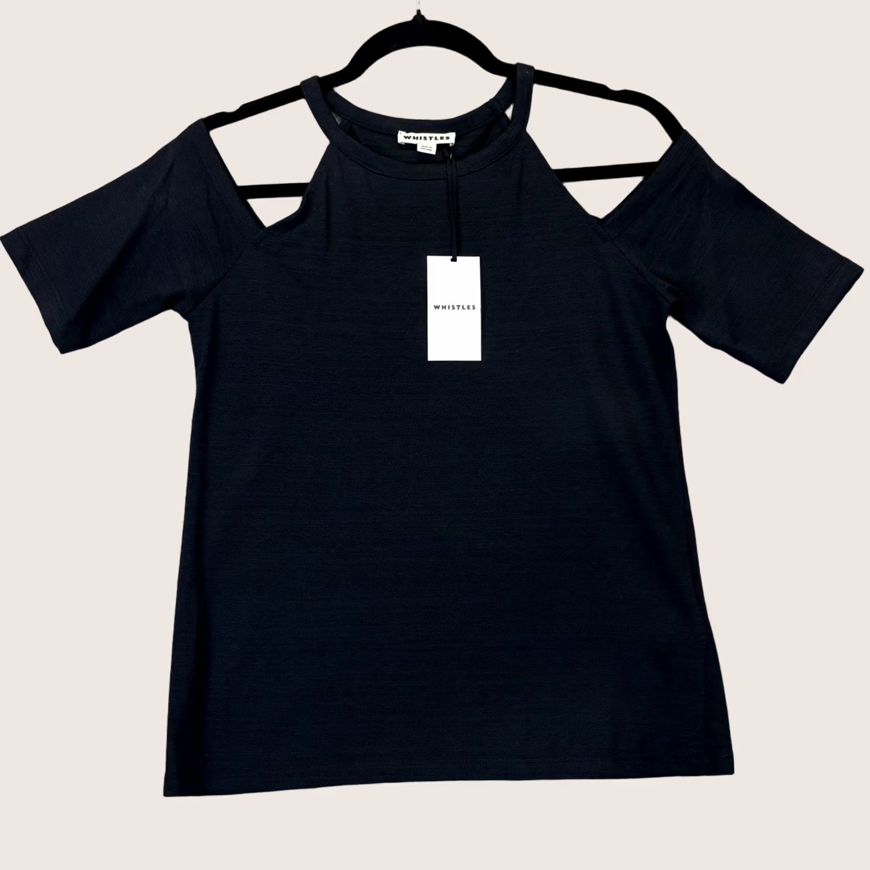 Whistles Whistles Cold Shoulder Top Womens Black BNWT EU38 UK10 Regular Short Sleeve Pullover" Size L / US 10 / IT 46 - 1 Thumbnail