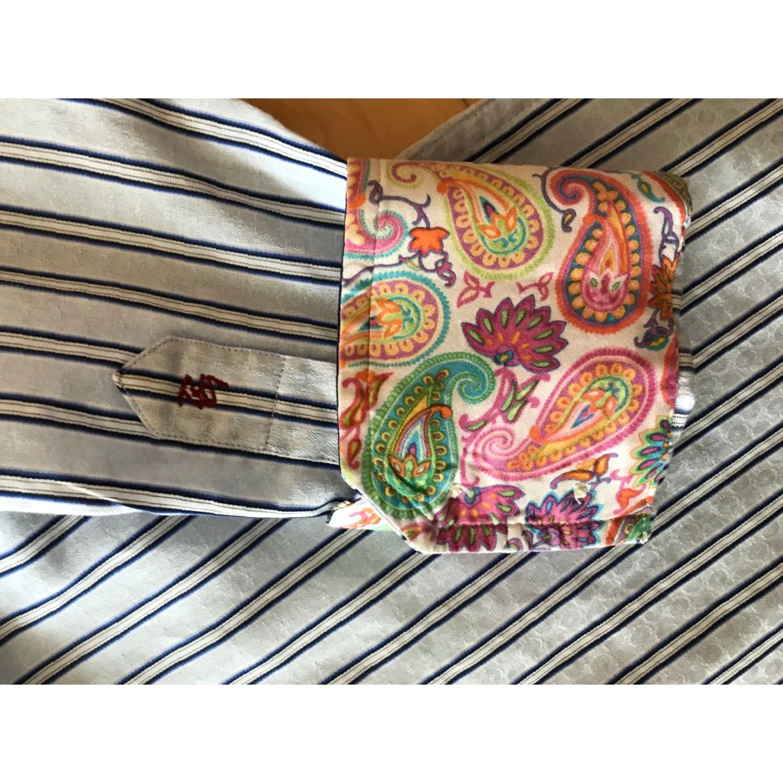 Robert Graham Robert Graham Money Money Men's Blue Long Sleeve Paisley Flip Cuff Shirt sz L Size US L / EU 52-54 / 3 - 4 Thumbnail