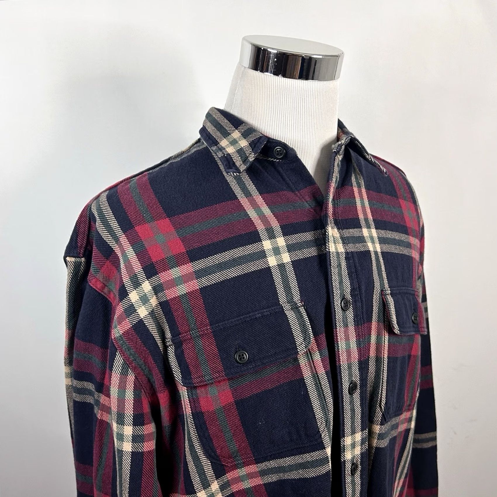Eddie Bauer Eddie Bauer Large Vintage Heavy Flannel Shirt Blue Red Green Plaid 100% Cotton Size US L / EU 52-54 / 3 - 2 Thumbnail
