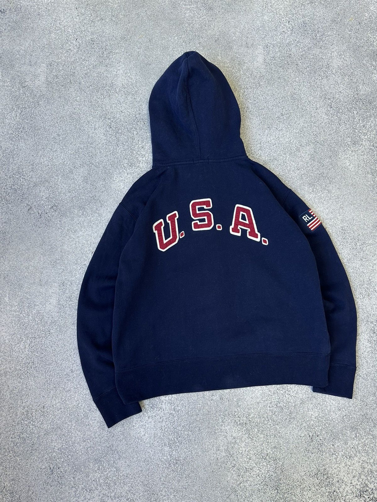 Vintage Polo Sport Ralph Lauren USA Flag Big Logo Design