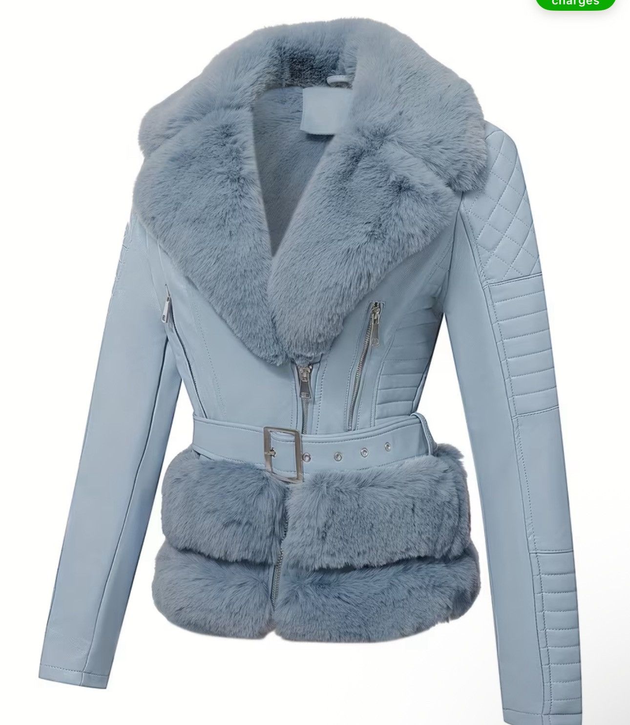 Shein Light Blue Faux Leather Jacket Size S / US 4 / IT 40 - 3 Thumbnail