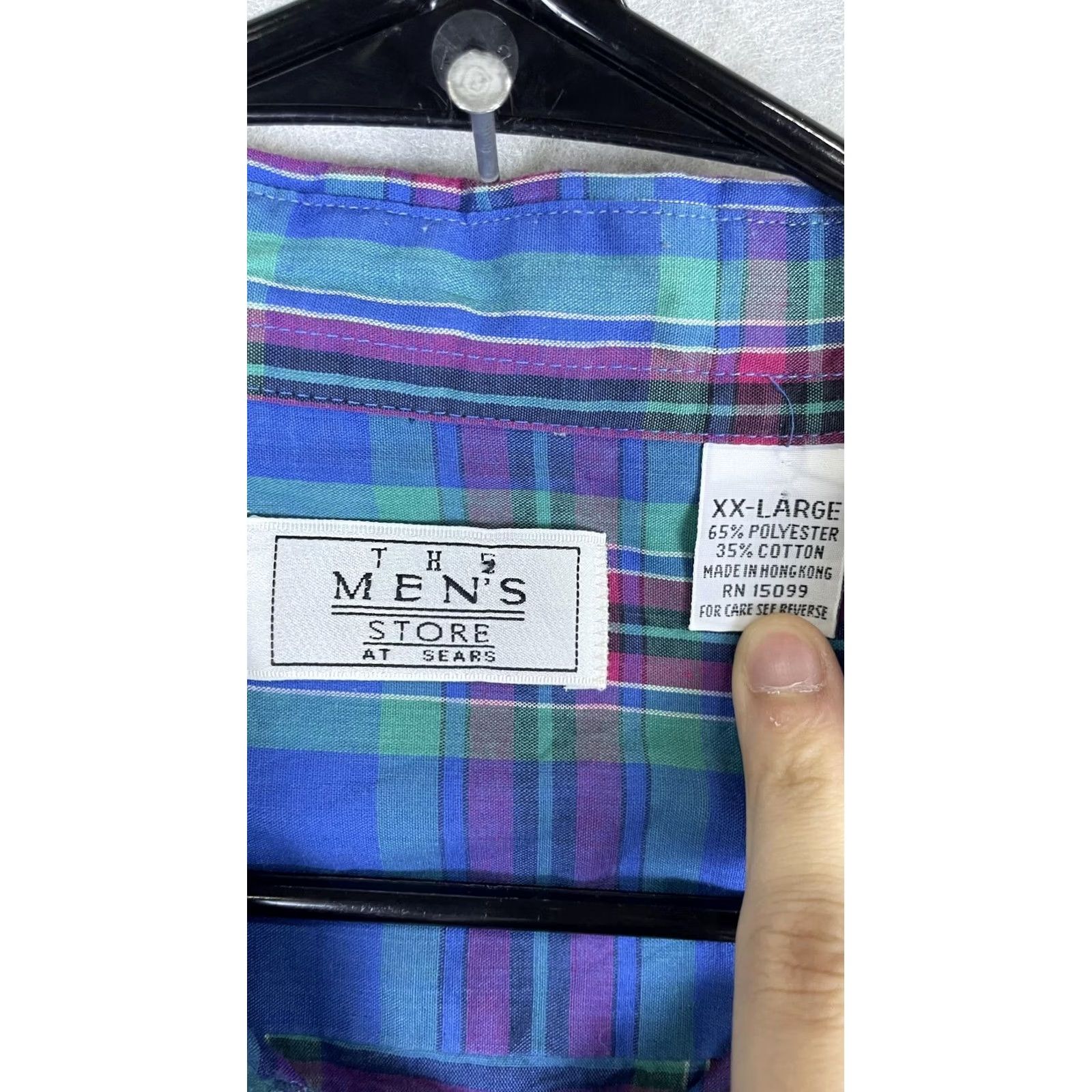 Sears VINTAGE The Men's Store At Sears Shirt Mens 2XL Blue Plaid Short Sleeve Button Size US XXL / EU 58 / 5 - 2 Thumbnail