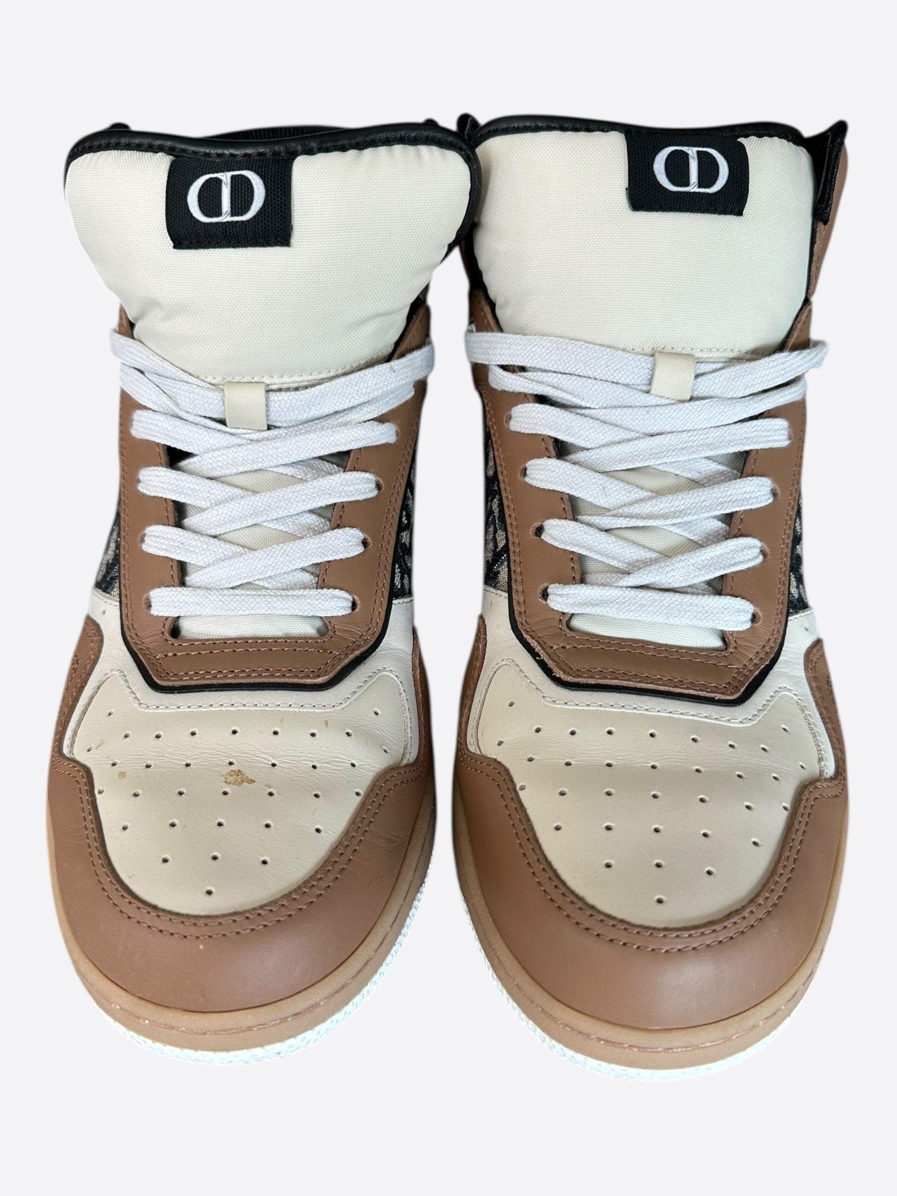 Dior Dior Brown & White Oblique B27 High Top Sneakers Size US 10 / EU 43 - 2 Thumbnail