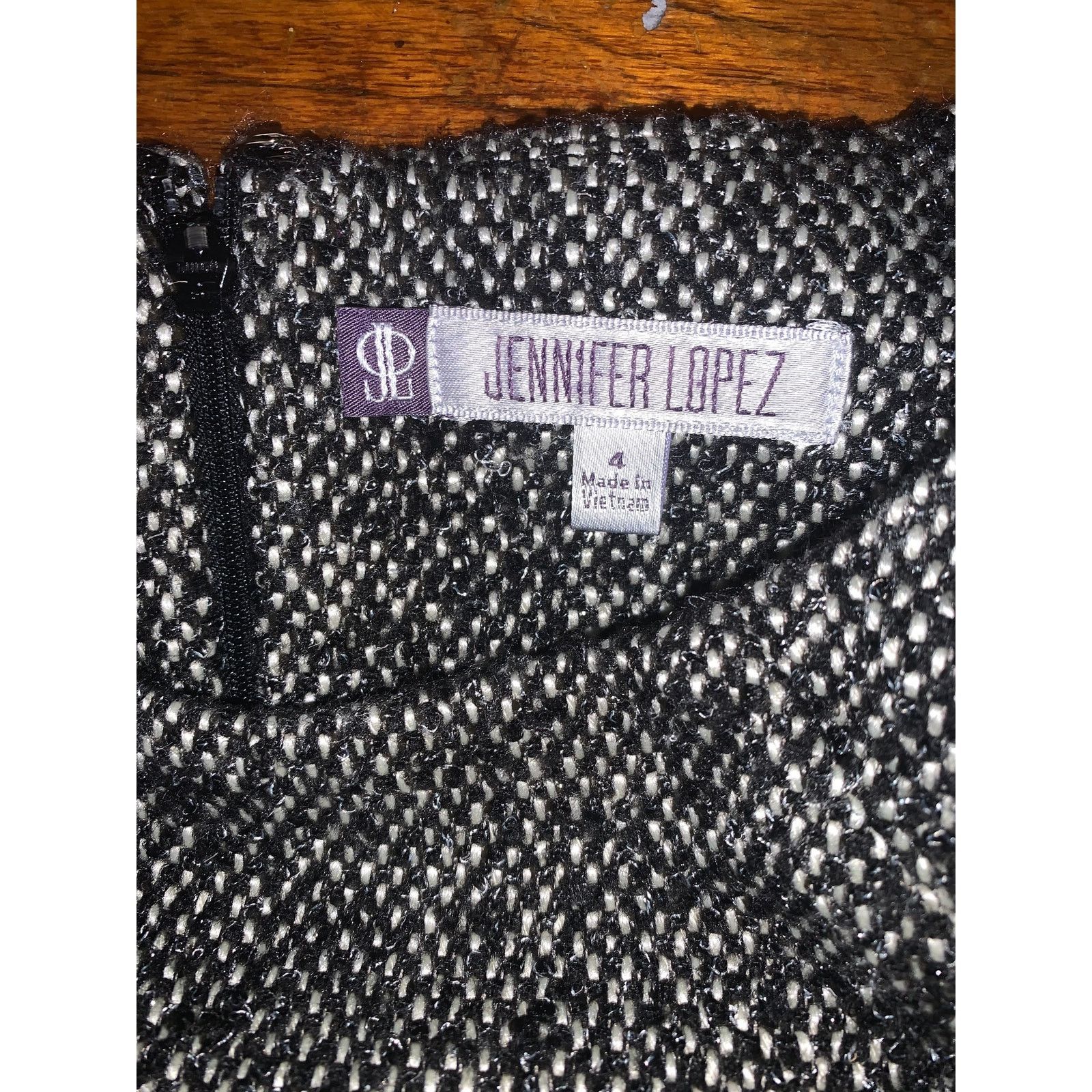Jennifer Lopez JLO Jennifer Lopez Strapless Tweed Mini Dress 4 Black White Size S / US 4 / IT 40 - 7 Thumbnail
