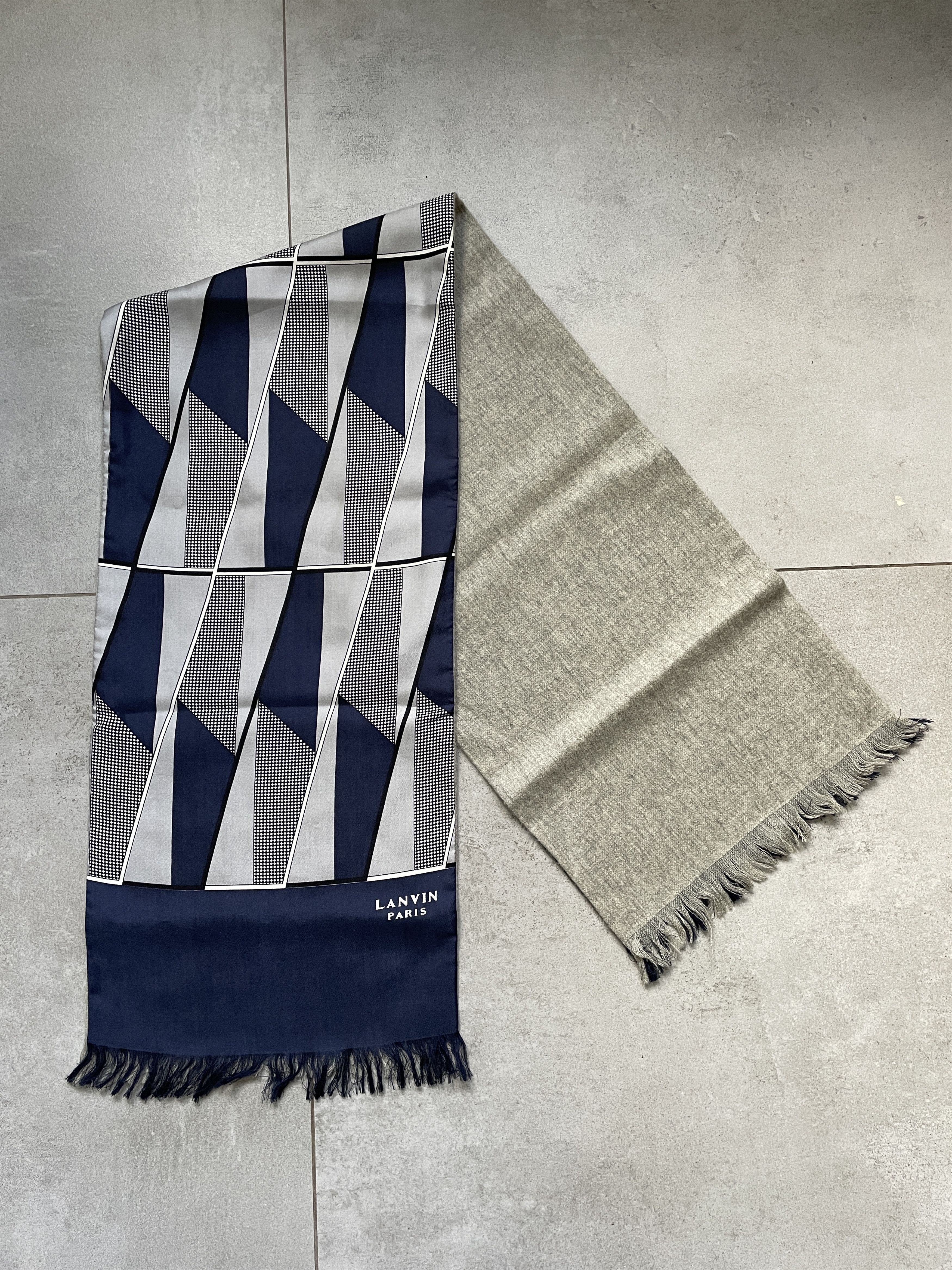 LANVIN PARIS LUXURY REVERSIBLE CASHMERE WOOL SILK SCARF