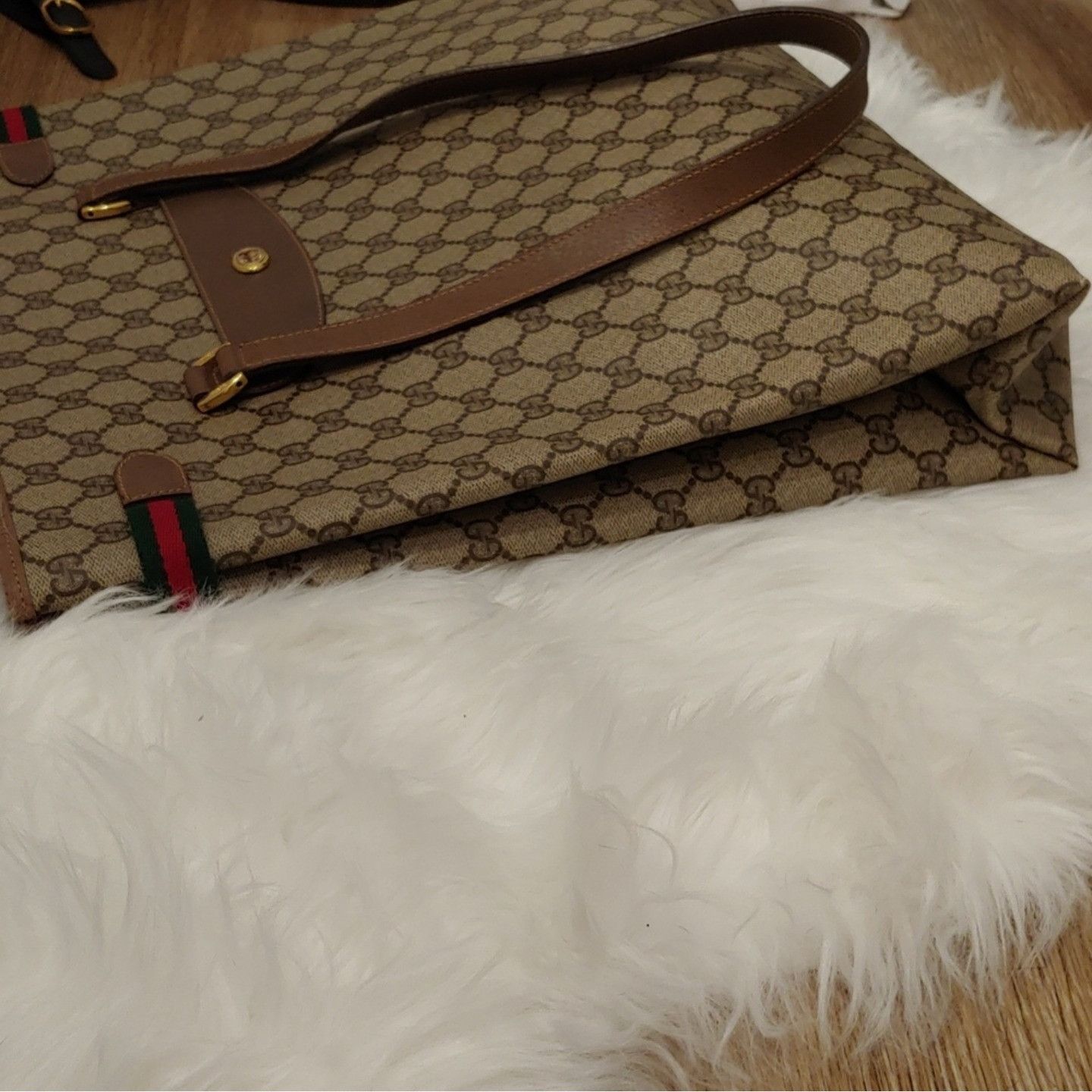 Gucci Vintage Gucci GG Monogram Supreme Sherry Web Ophidia Tote Size ONE SIZE - 4 Thumbnail
