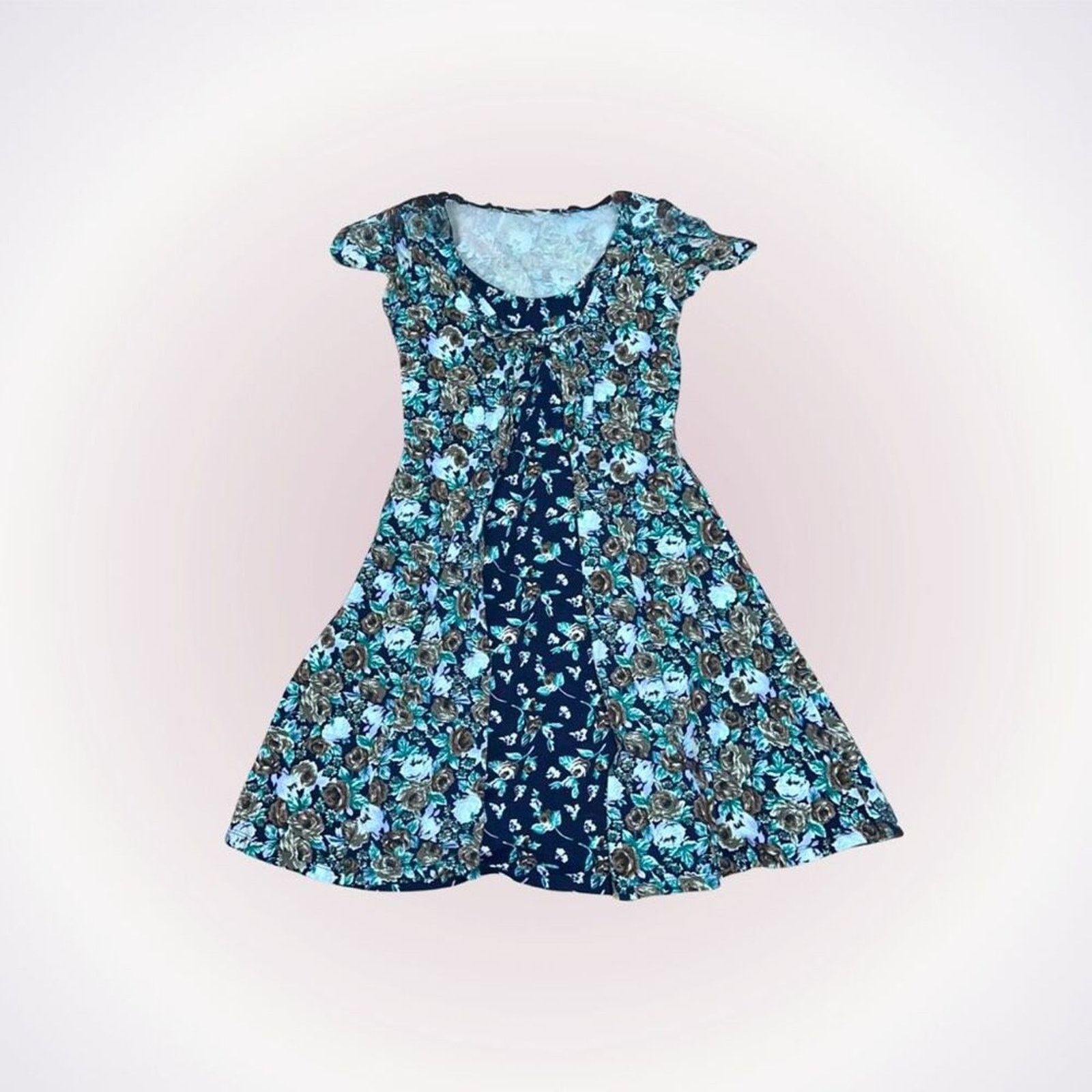Asos ASOS Blue Cool Tone Floral Skater A-Line Dress | Sz 4 Size S / US 4 / IT 40 - 1 Thumbnail
