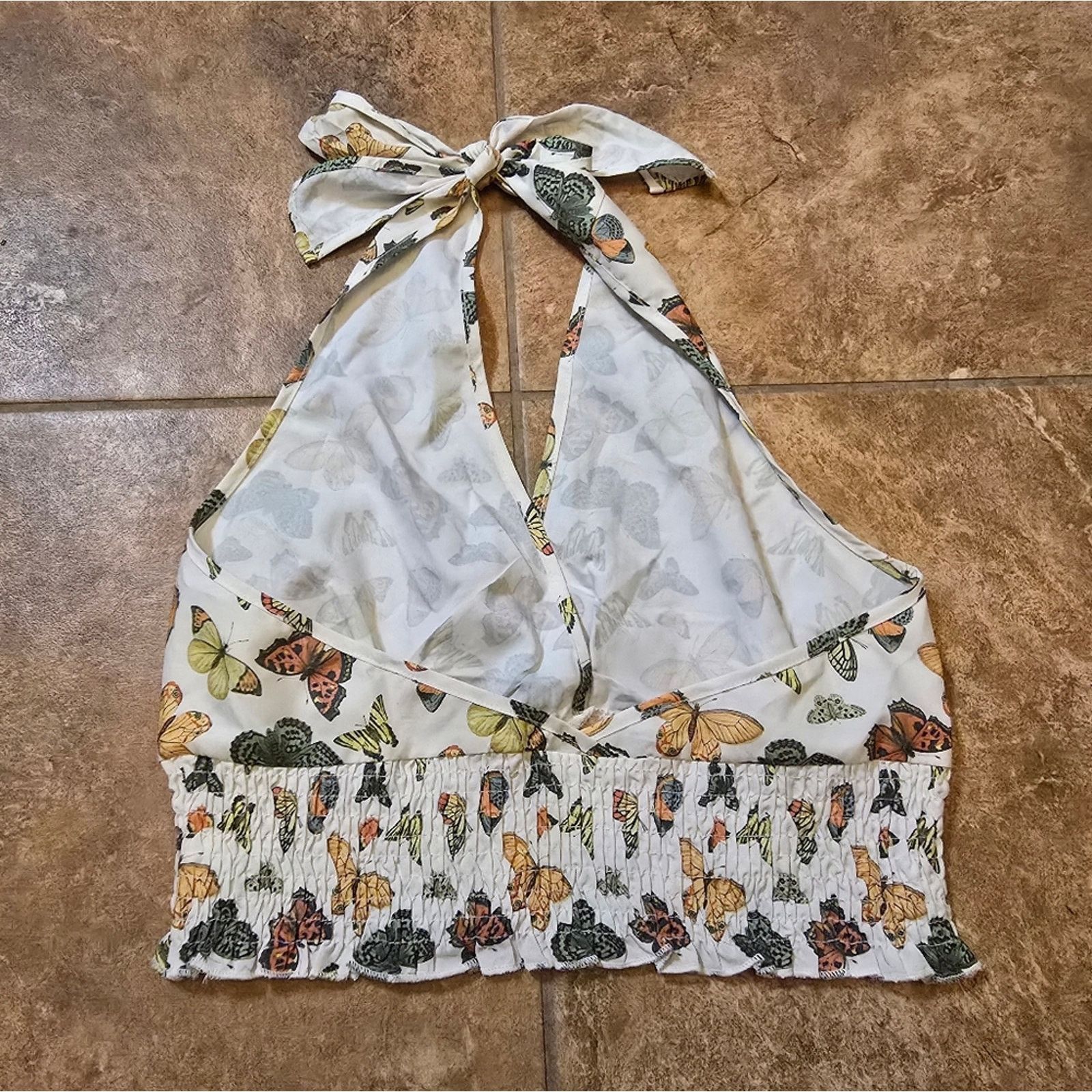 Other Multicolored Butterfly | ROMWE | Cropped Halter Size M / US 6-8 / IT 42-44 - 2 Thumbnail